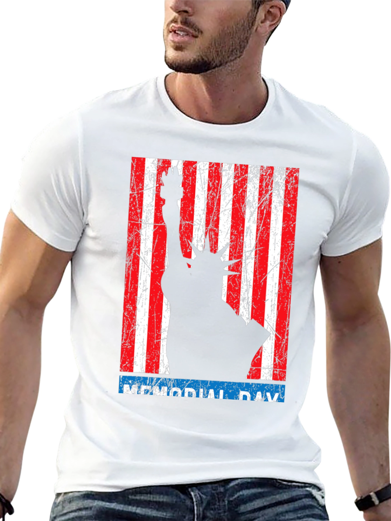 Memorial Day Statue of Liberty Graphic T-Shirt