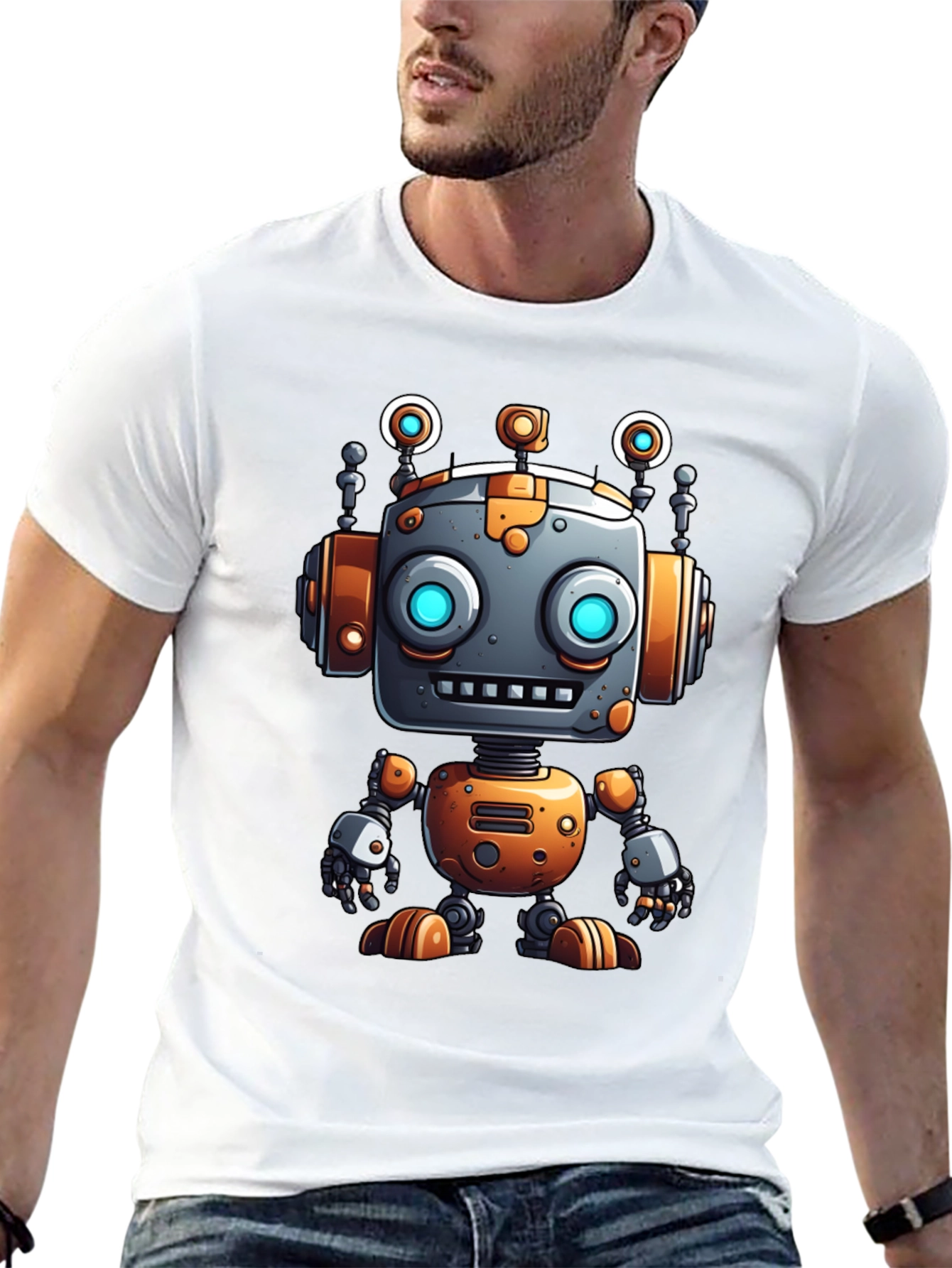 Cool Robot Graphic Tee - Sci-Fi Style