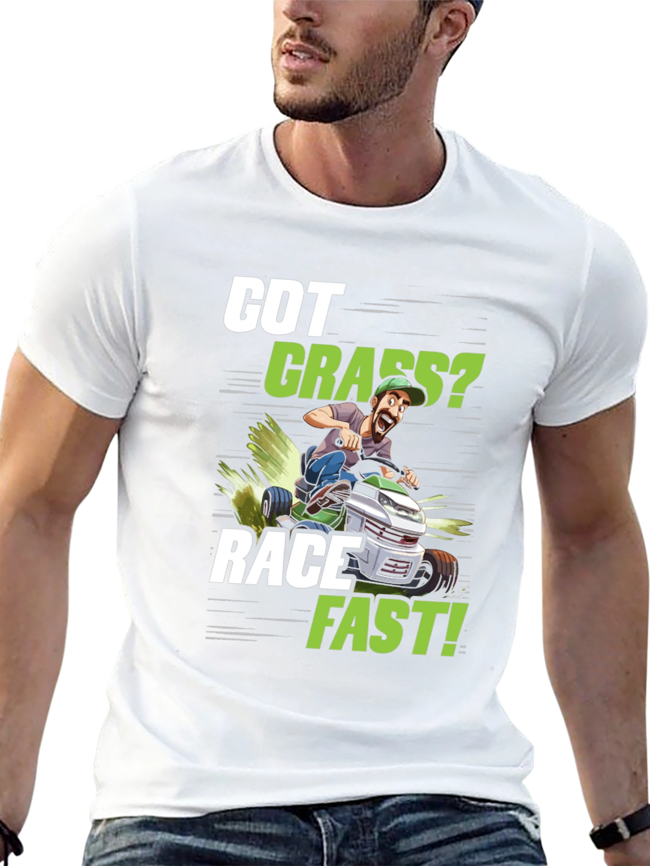 Got Grass? Funny Lawn Mower Racing T-Shirt