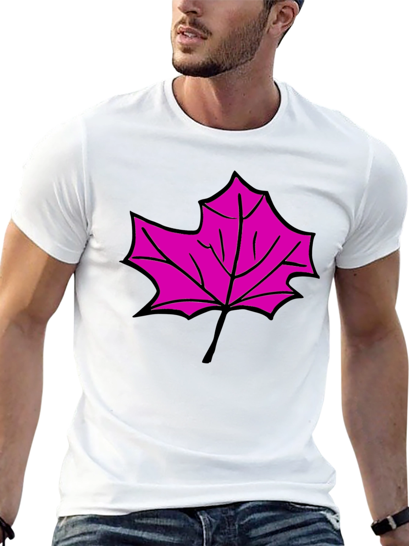 Maple Leaf Graphic T-Shirt - Black Cotton Blend