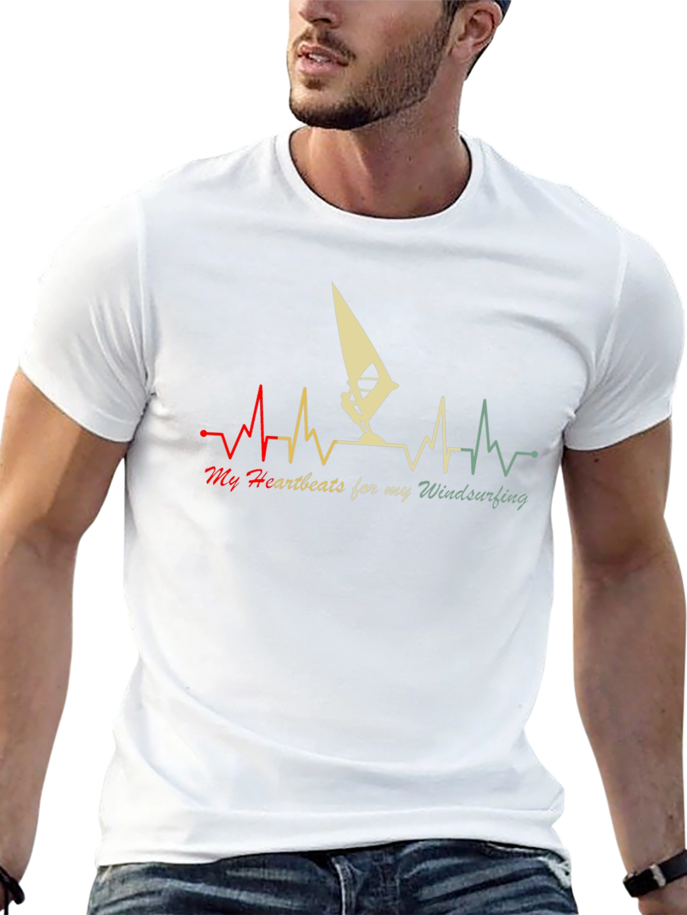 Windsurfing Heartbeat T-Shirt - Passionate Graphic Tee