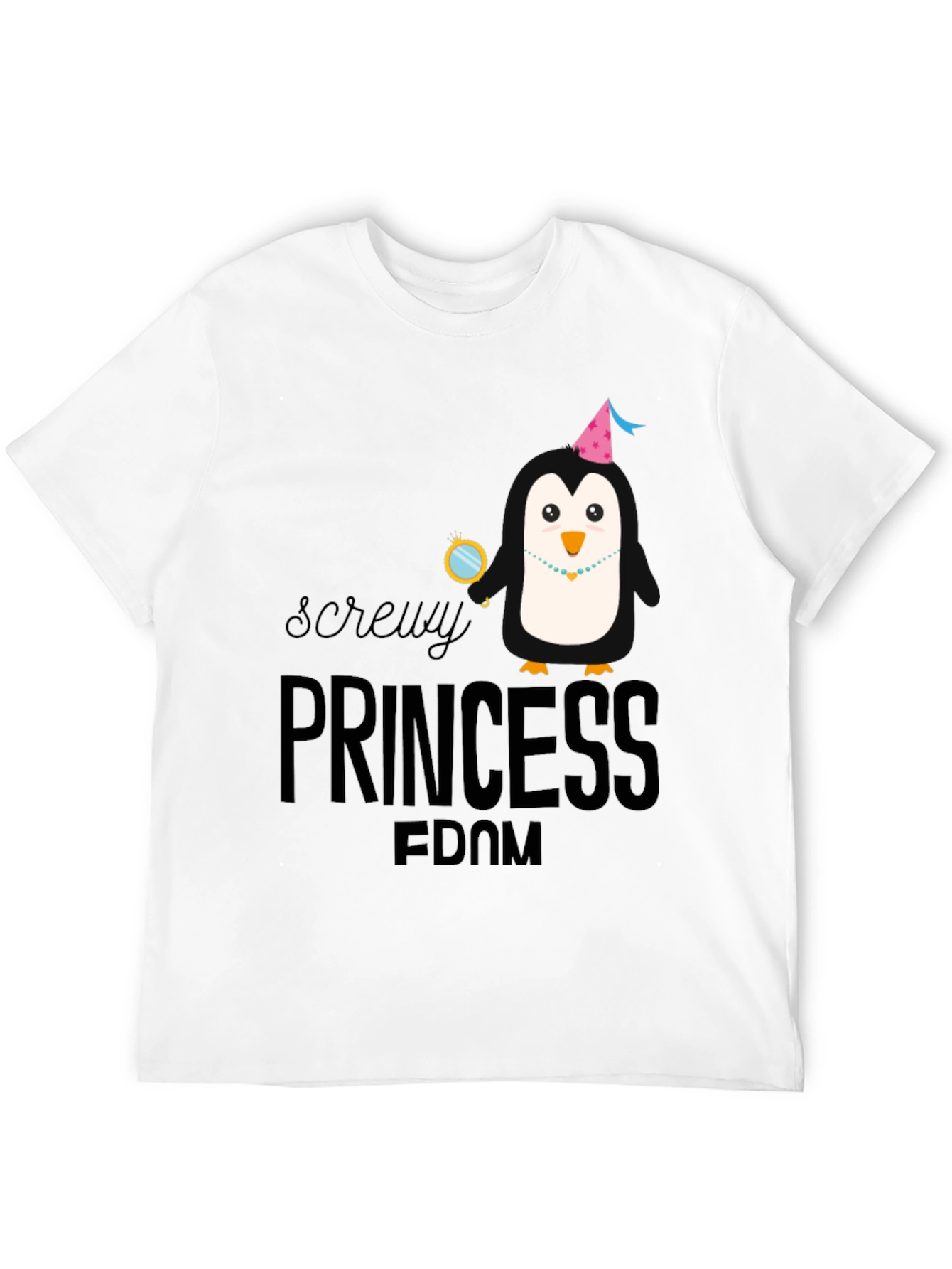 Screw Princessdom Penguin Graphic Tee - Unisex Black T-Shirt