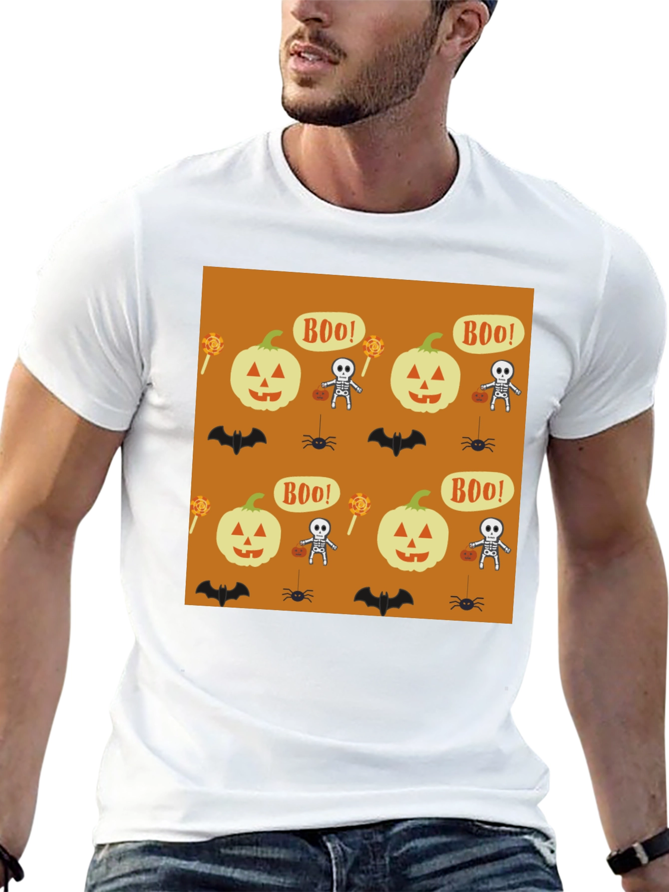 Halloween Print Black T-Shirt