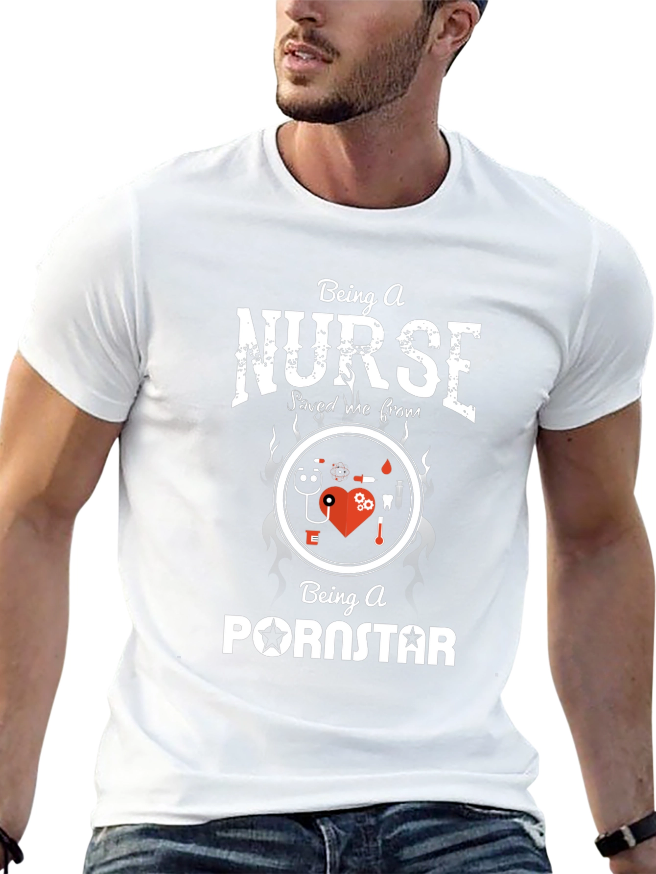 Funny Nurse T-Shirt: Saved Me From Pornstar