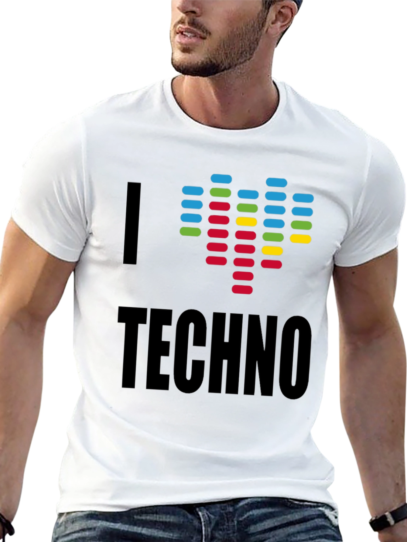I Love Techno Graphic T-Shirt - Music Lover Tee