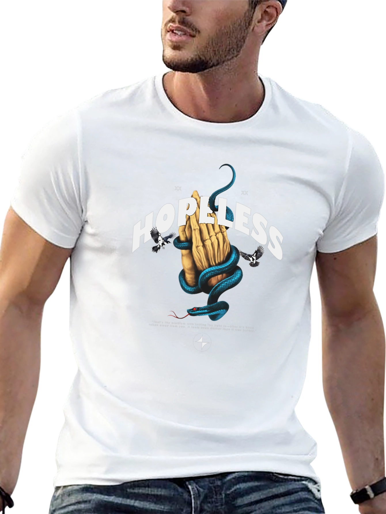 Hopeless Graphic Tee - Snake & Praying Hands Design