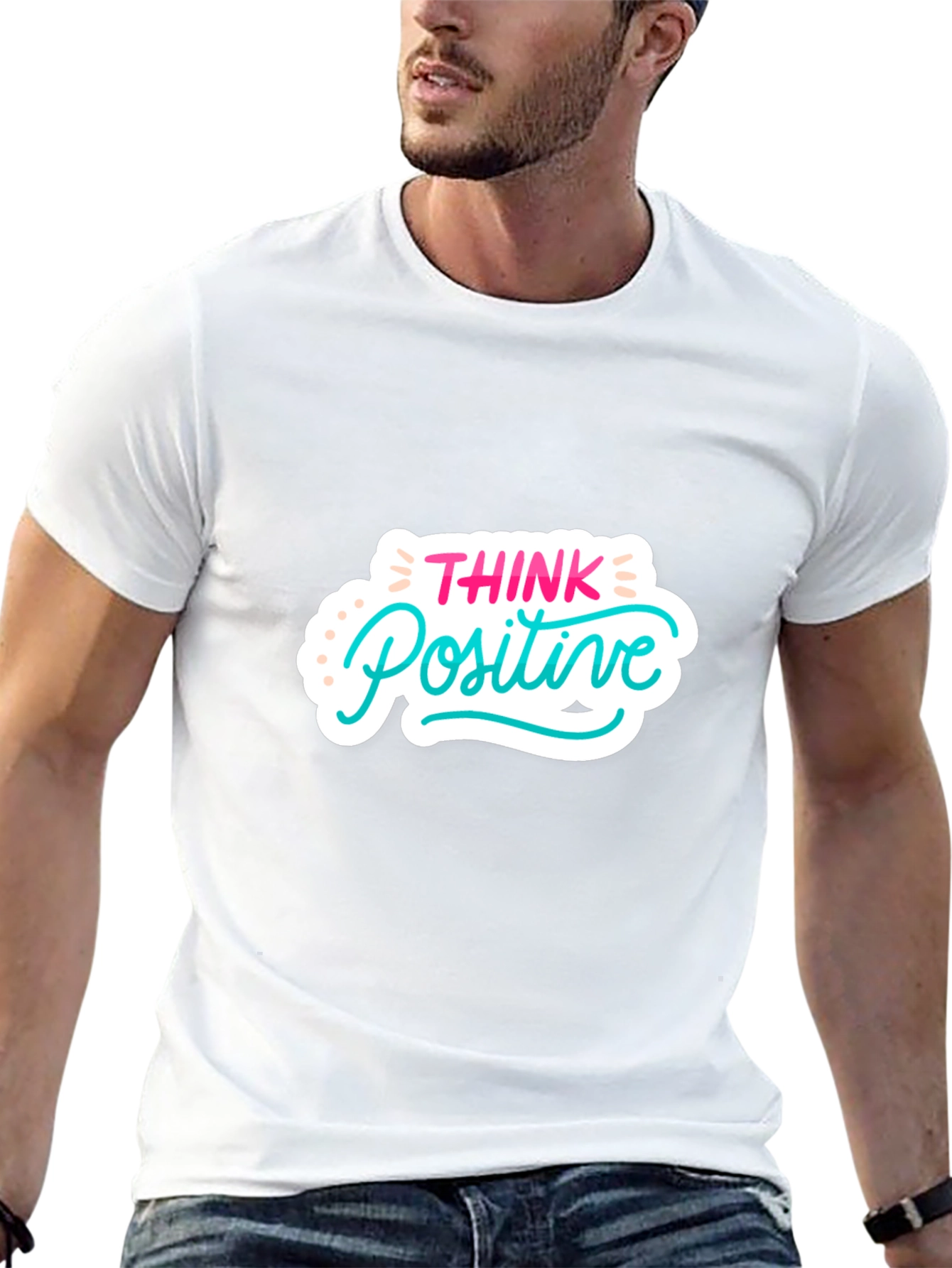 Think Positive Graphic T-Shirt - Casual Black Tee