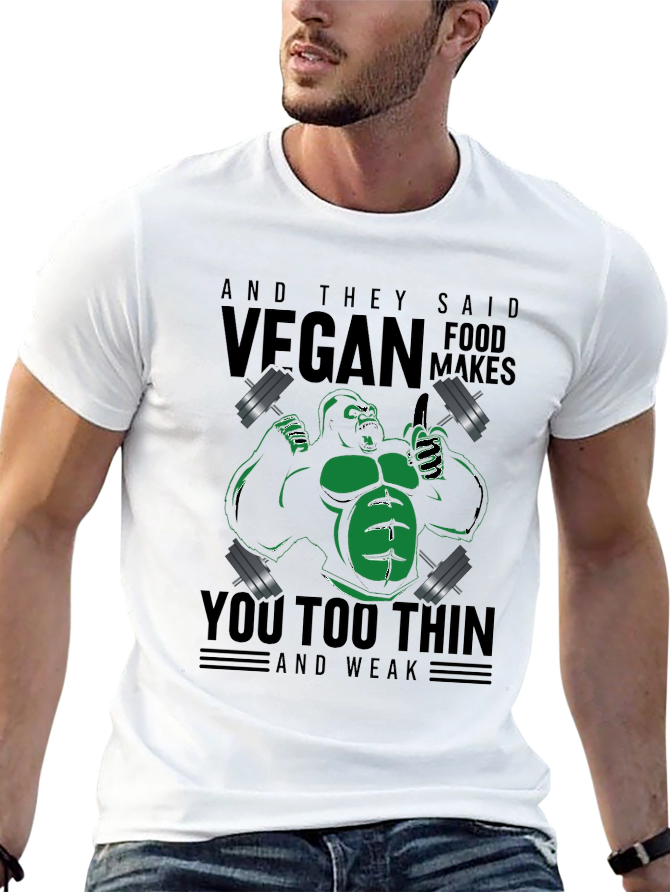 Vegan Gorilla Weightlifting T-Shirt