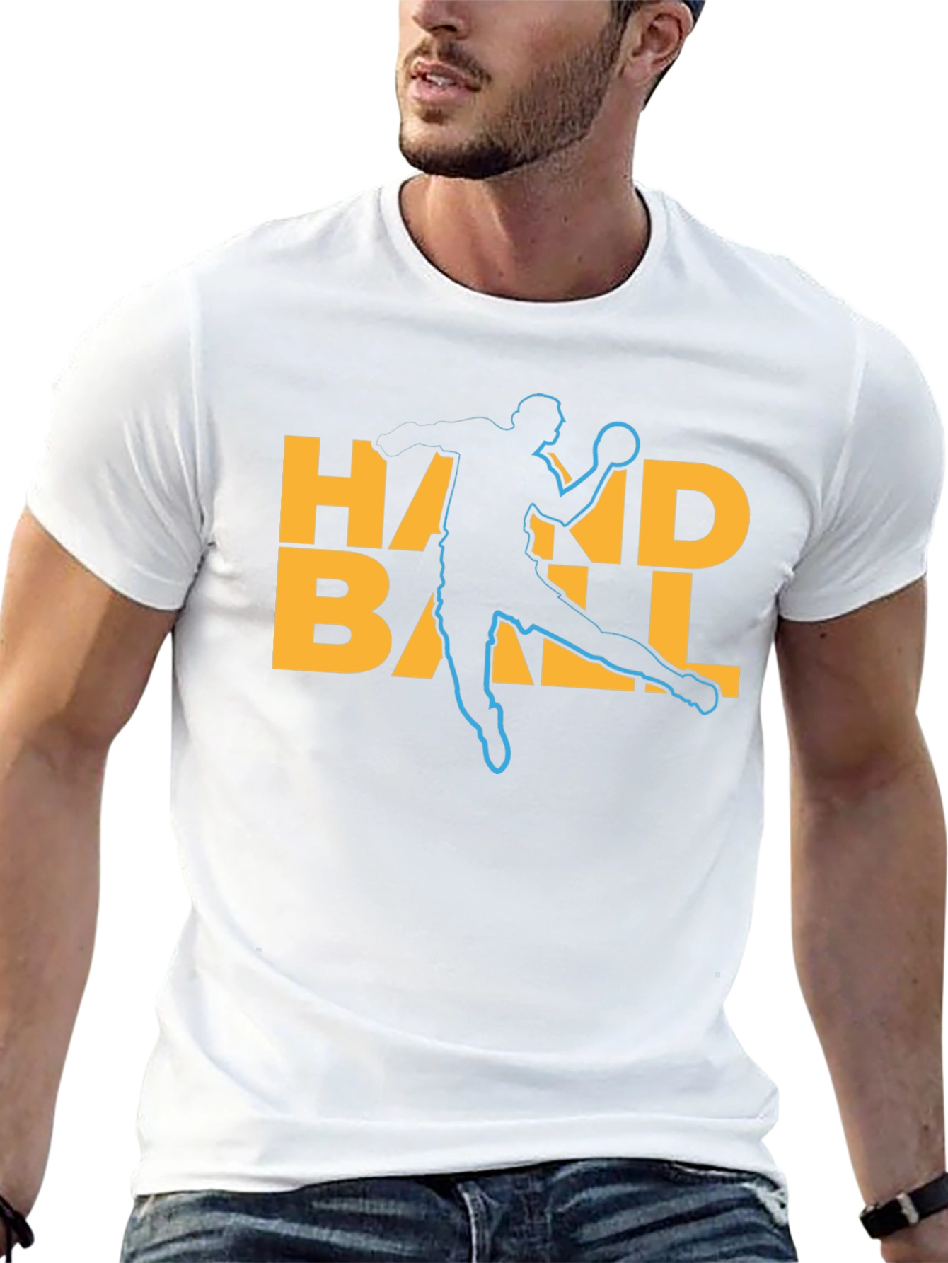 Handball Player Graphic T-Shirt - Black
