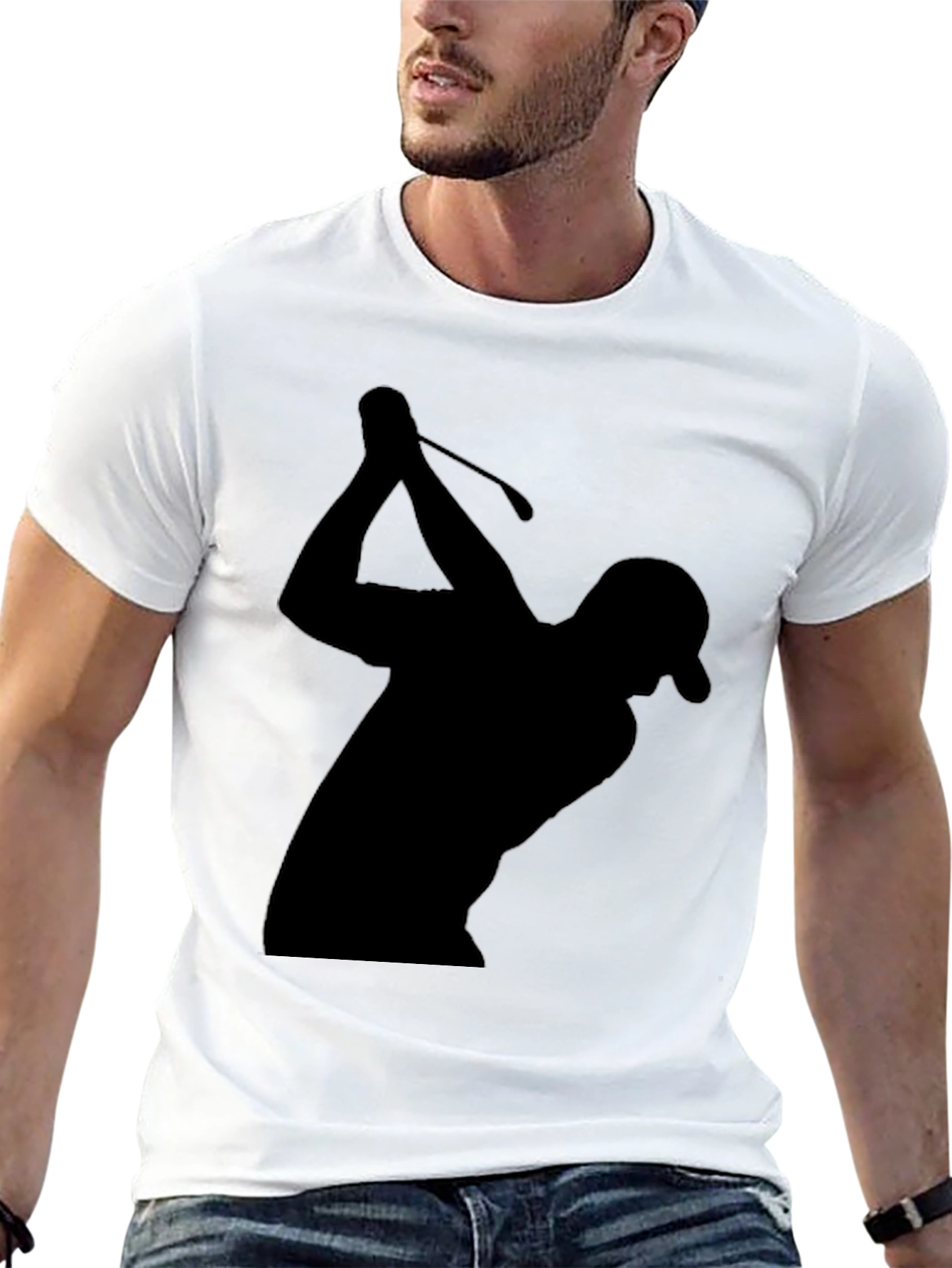 Black Golfer Silhouette Graphic Tee