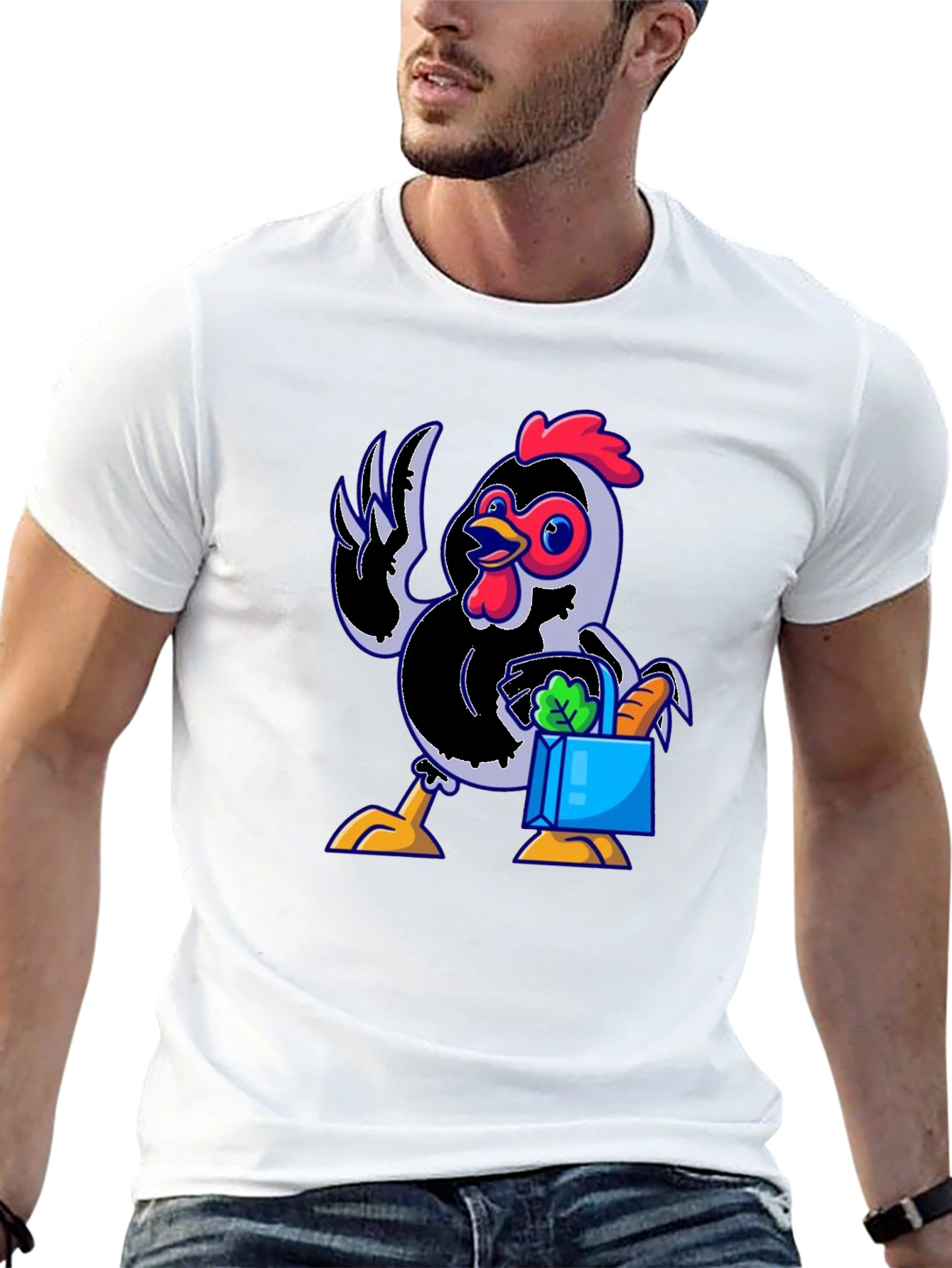 Funny Chicken Shopping Cartoon T-Shirt