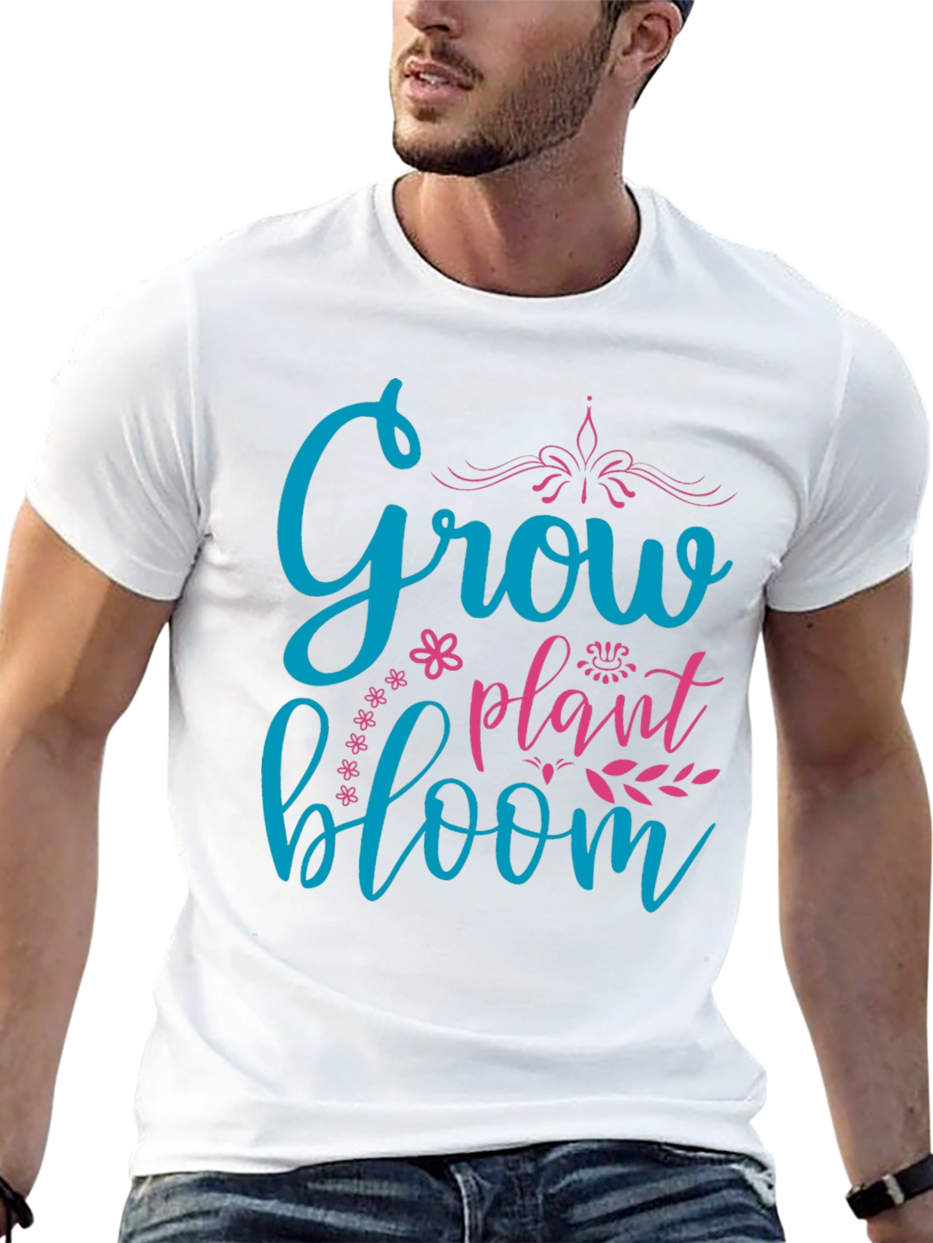 Grow Plant Bloom T-Shirt - Black Graphic Tee