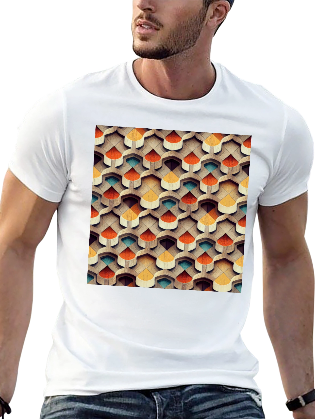 Abstract Geometric Pattern T-Shirt - Modern Design