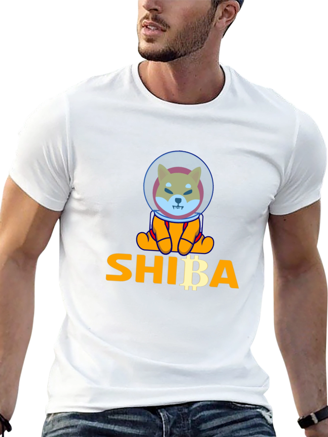 Shiba Inu Crypto Astronaut T-Shirt - Black Cotton
