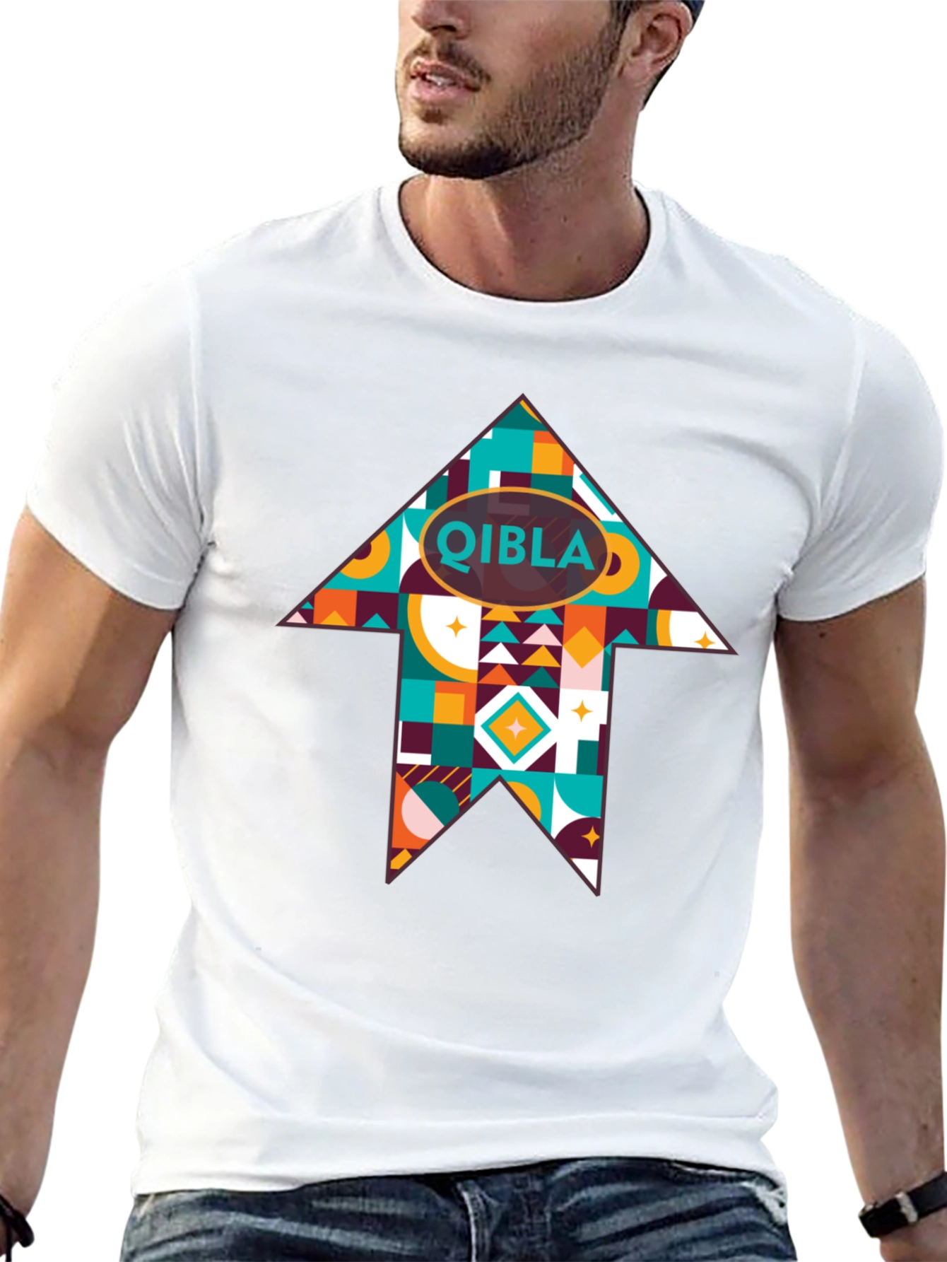 Qibla Direction Arrow Tee - Stylish Islamic Gift