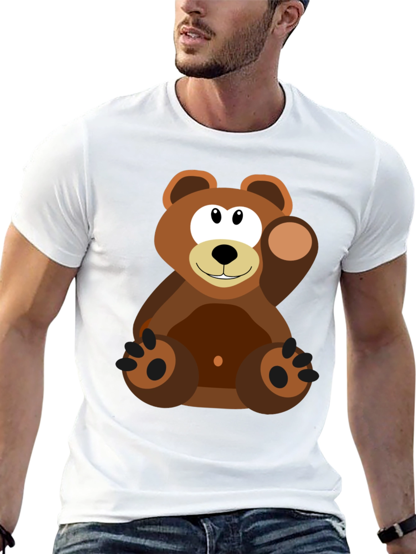 Cartoon Bear Graphic Tee - Soft Cotton Blend