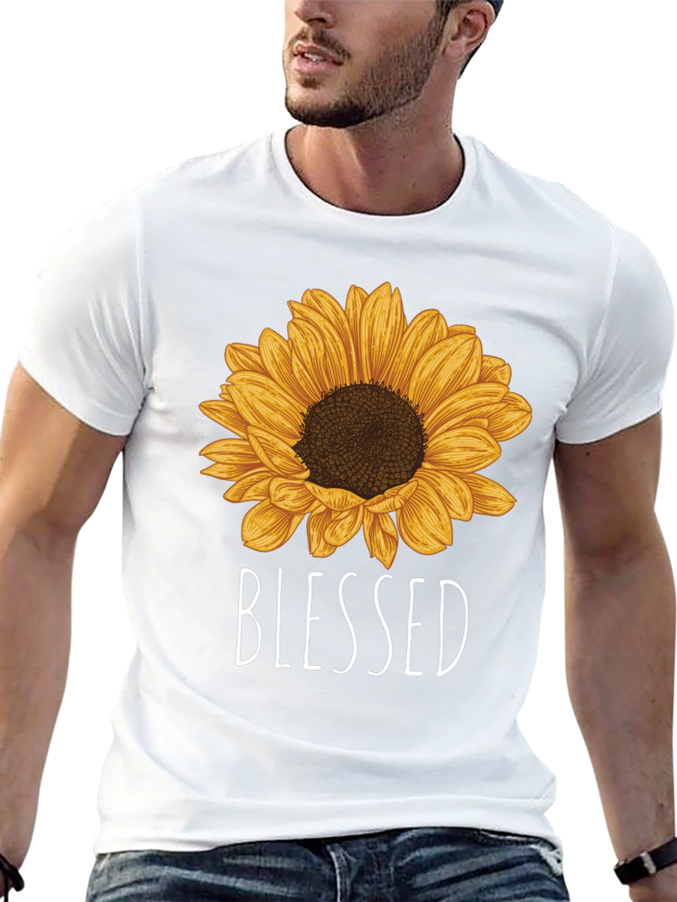 Blessed Sunflower Graphic Tee - Black