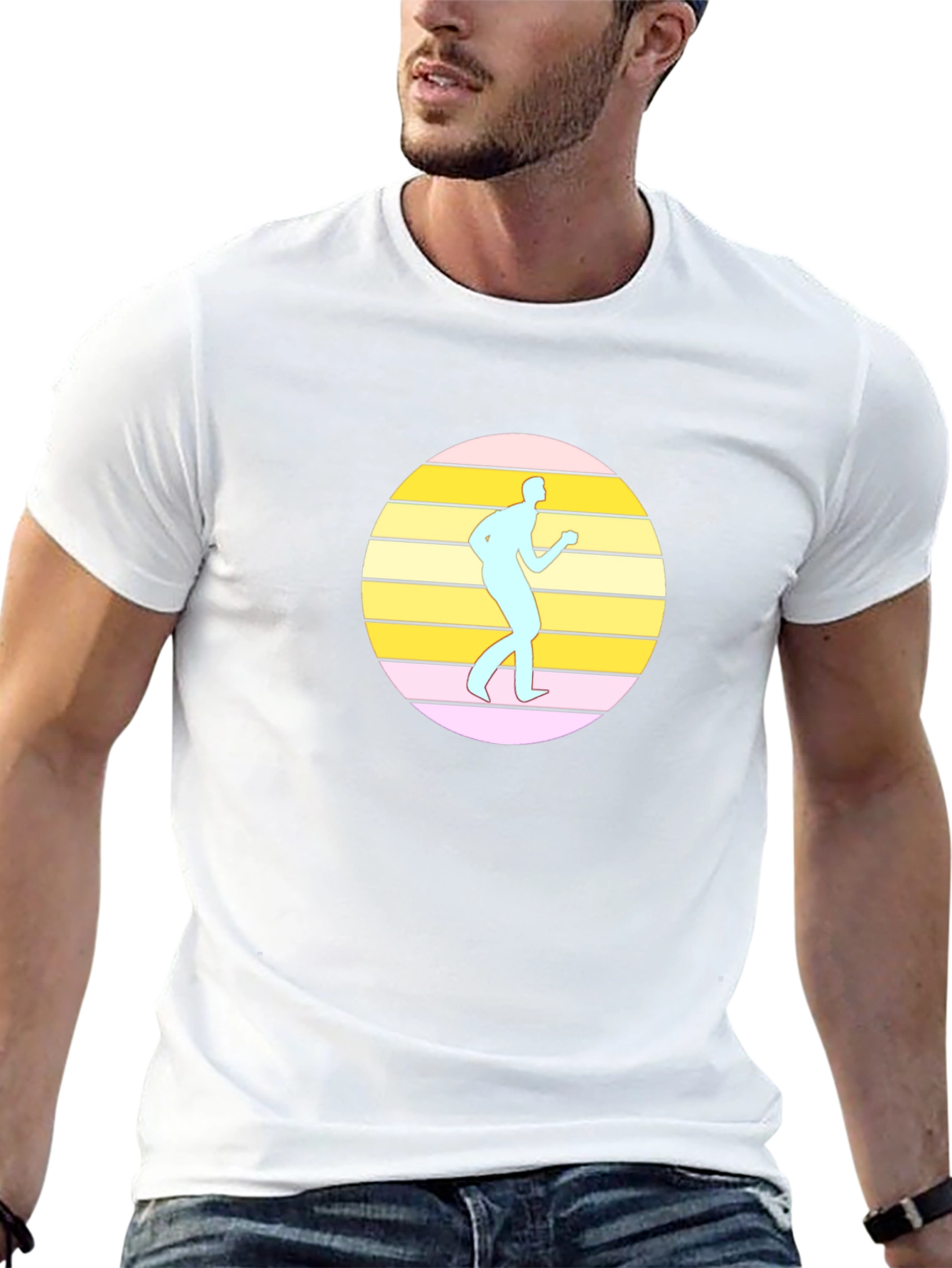 Retro Dancer Graphic Tee - Black Cotton T-Shirt