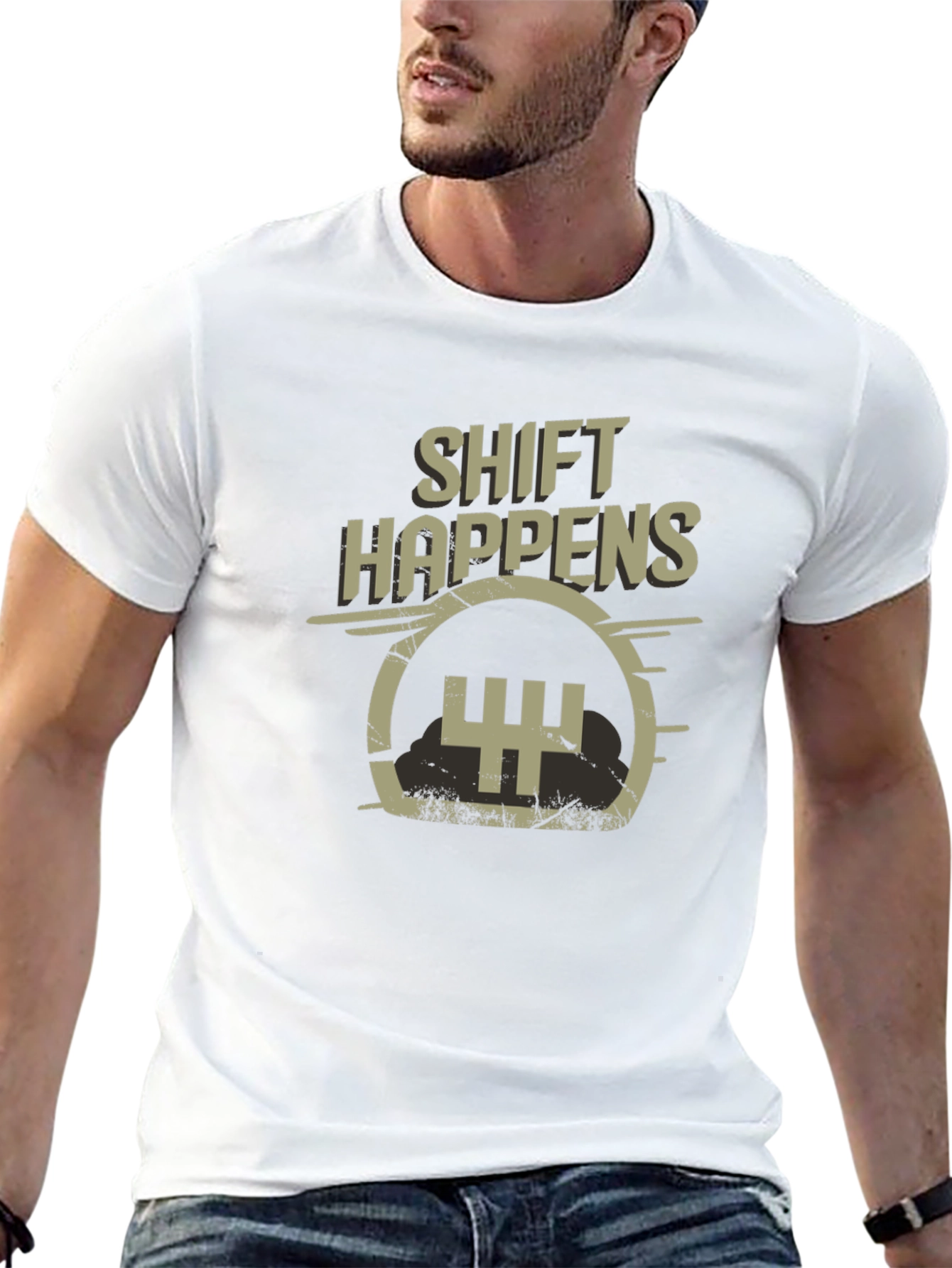 Shift Happens Mens Black Graphic Tee