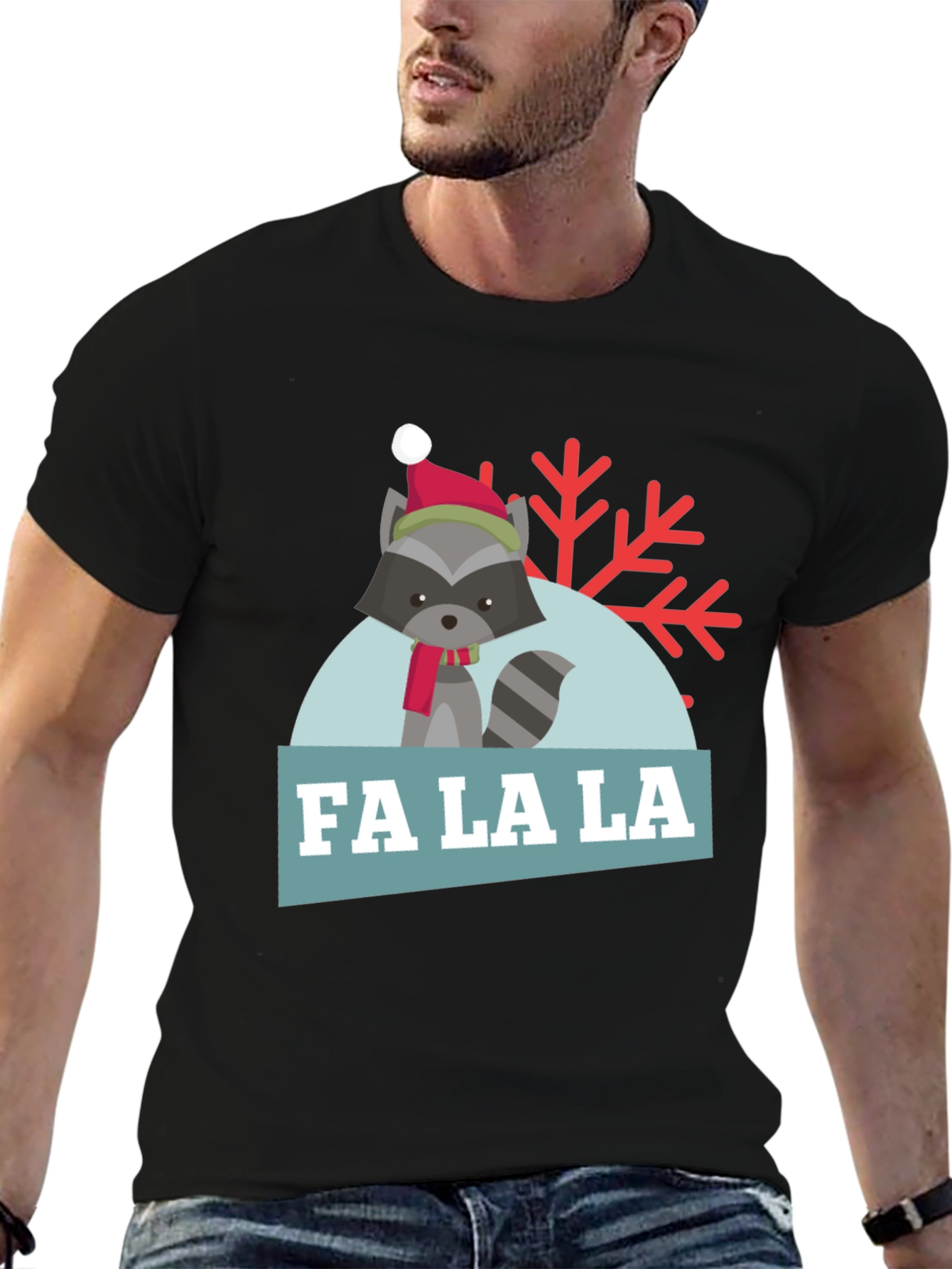 Festive Raccoon Fa La La Holiday T-Shirt
