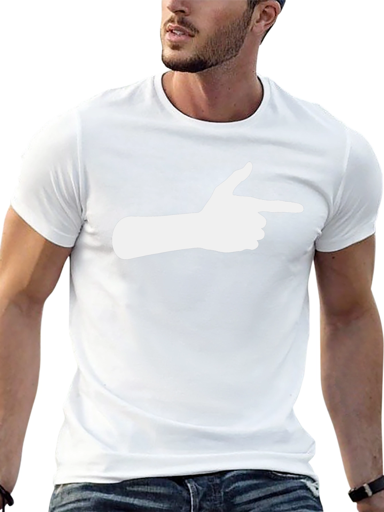 Black T-Shirt with Finger Gun Graphic