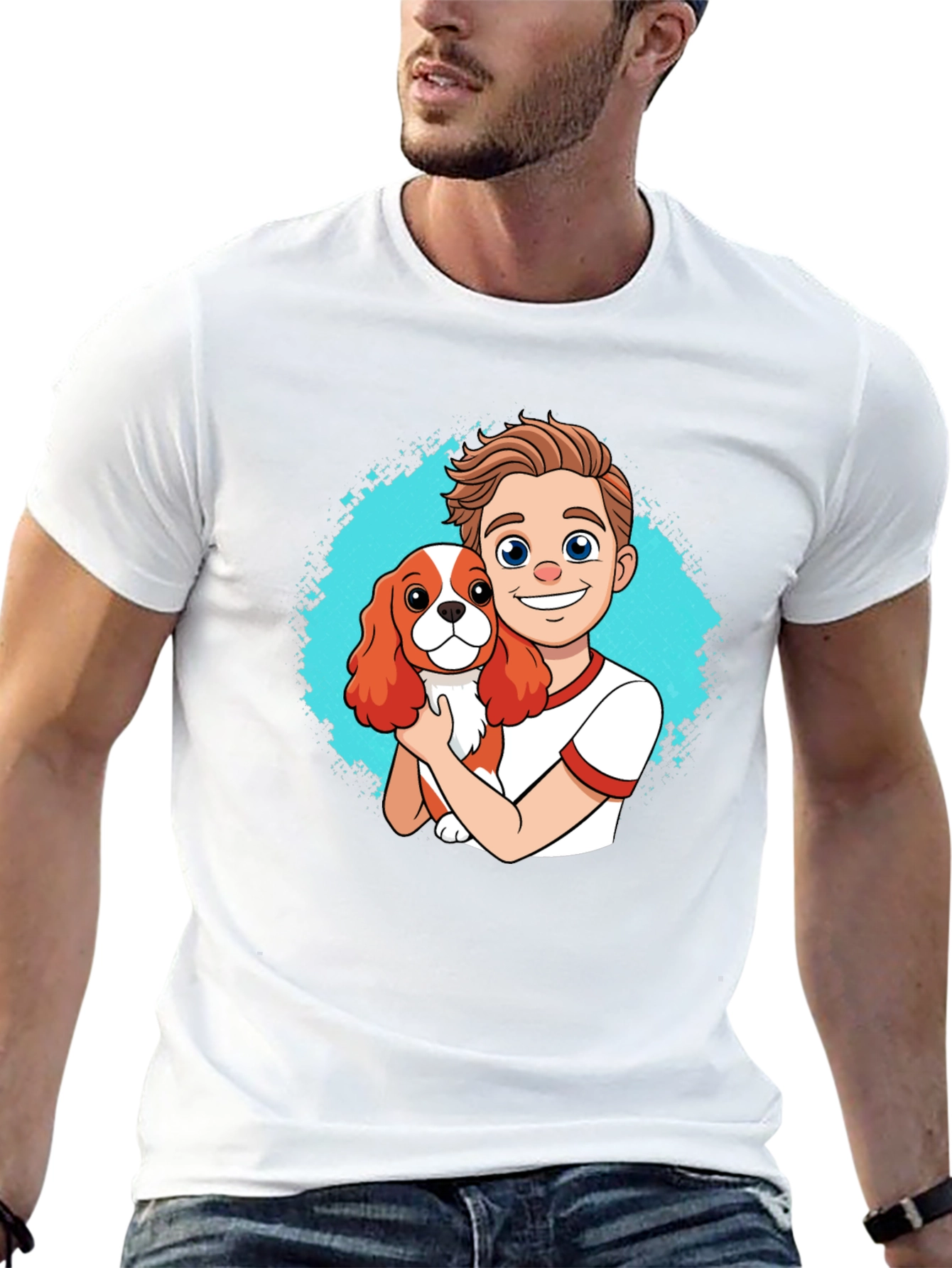 Cartoon Boy & Dog T-Shirt