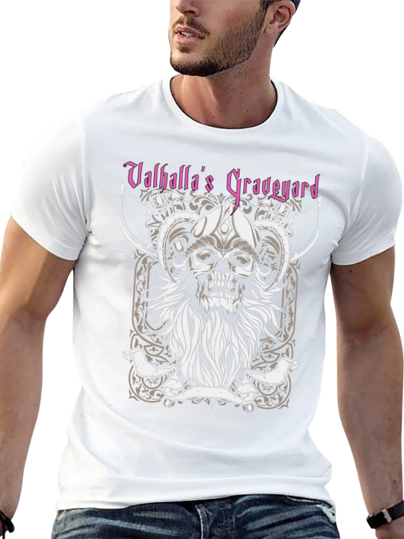 Valhallas Graveyard Viking Skull Graphic Tee