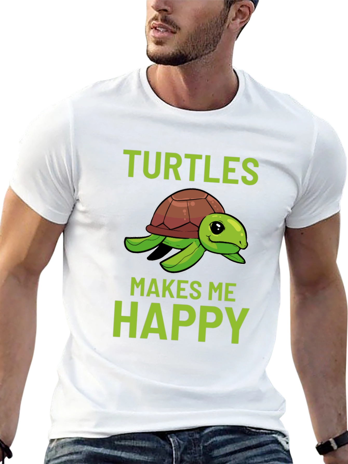 Turtles Make Me Happy Black Graphic Tee