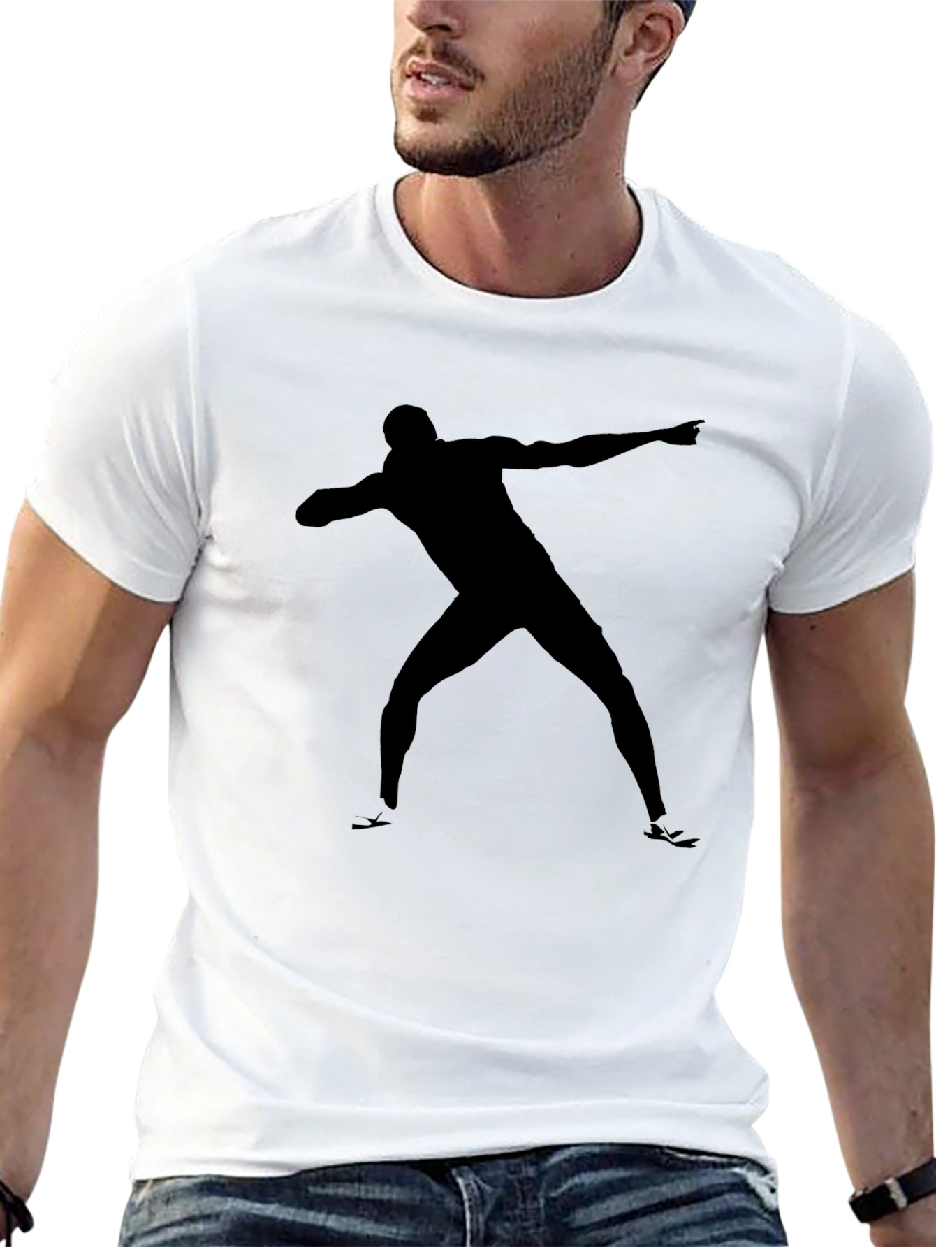 Athlete Silhouette Graphic Tee - Black