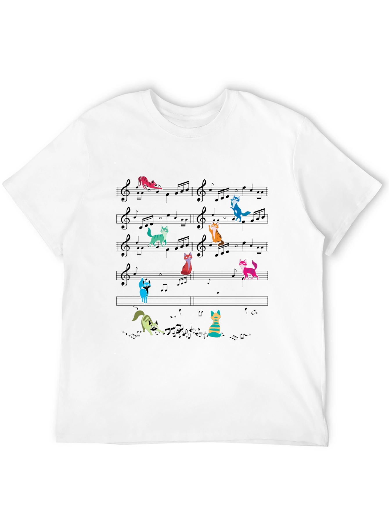 Musical Cats T-Shirt - Playful Music Note Design