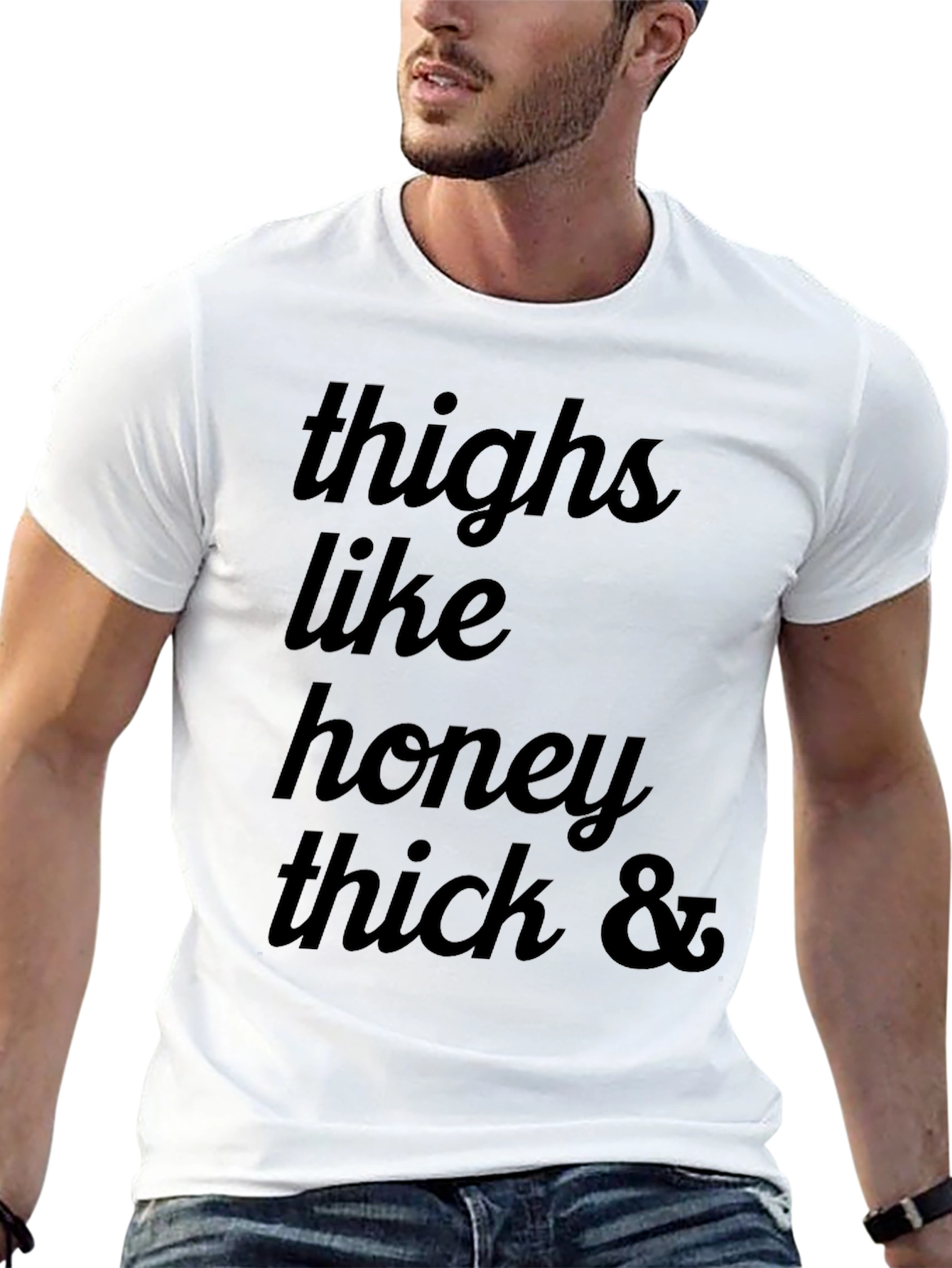 Thighs Like Honey Graphic Tee - Black Cotton T-Shirt