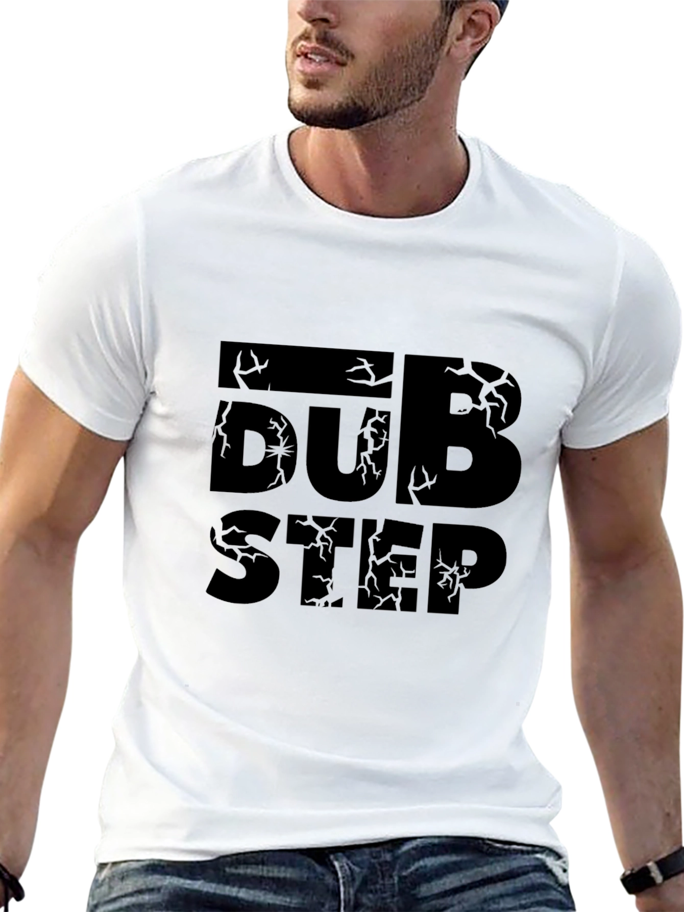 Cracked Dubstep Graphic Print Black T-Shirt