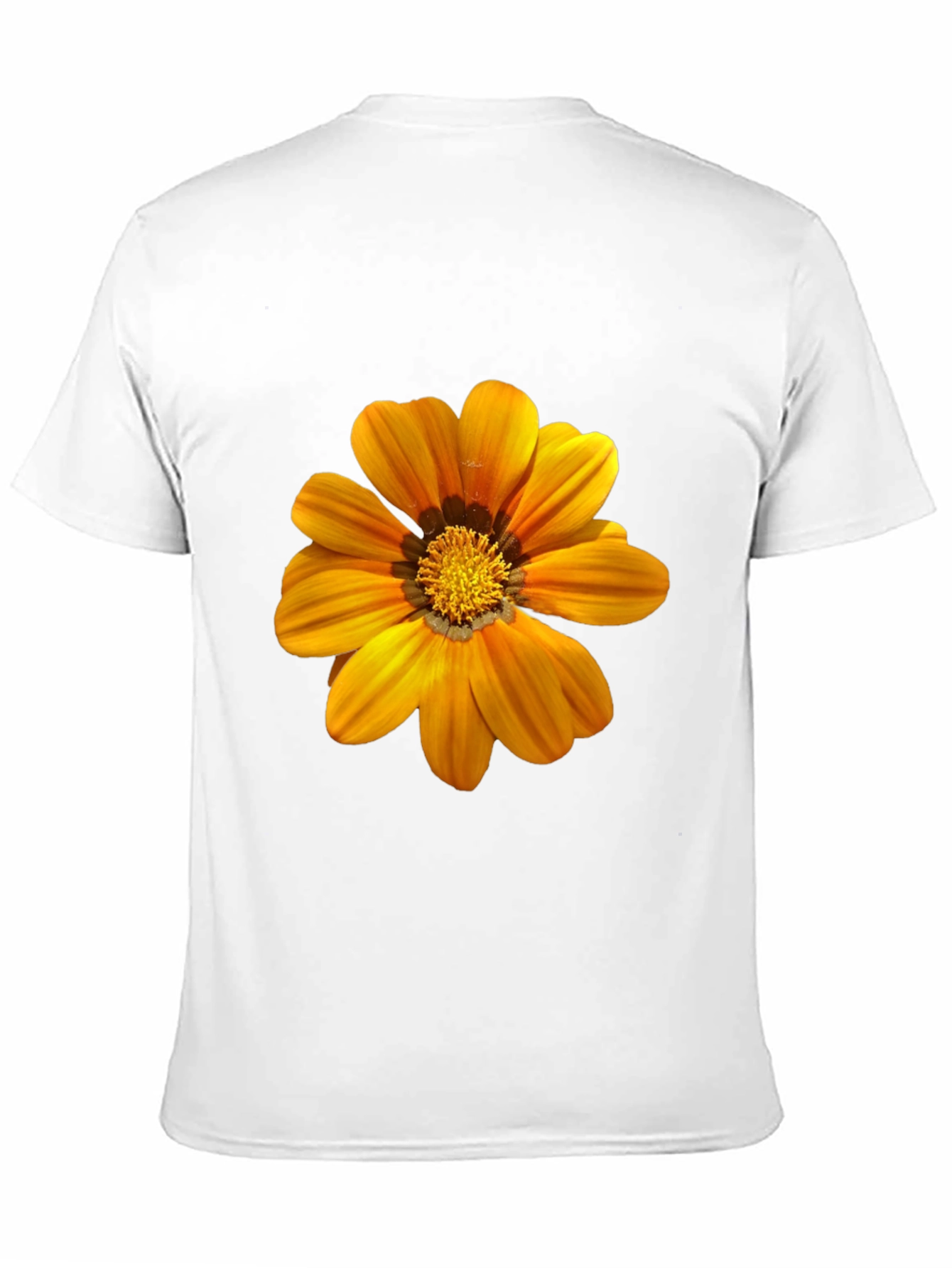 Mens Black T-Shirt with Vibrant Orange Flower Print