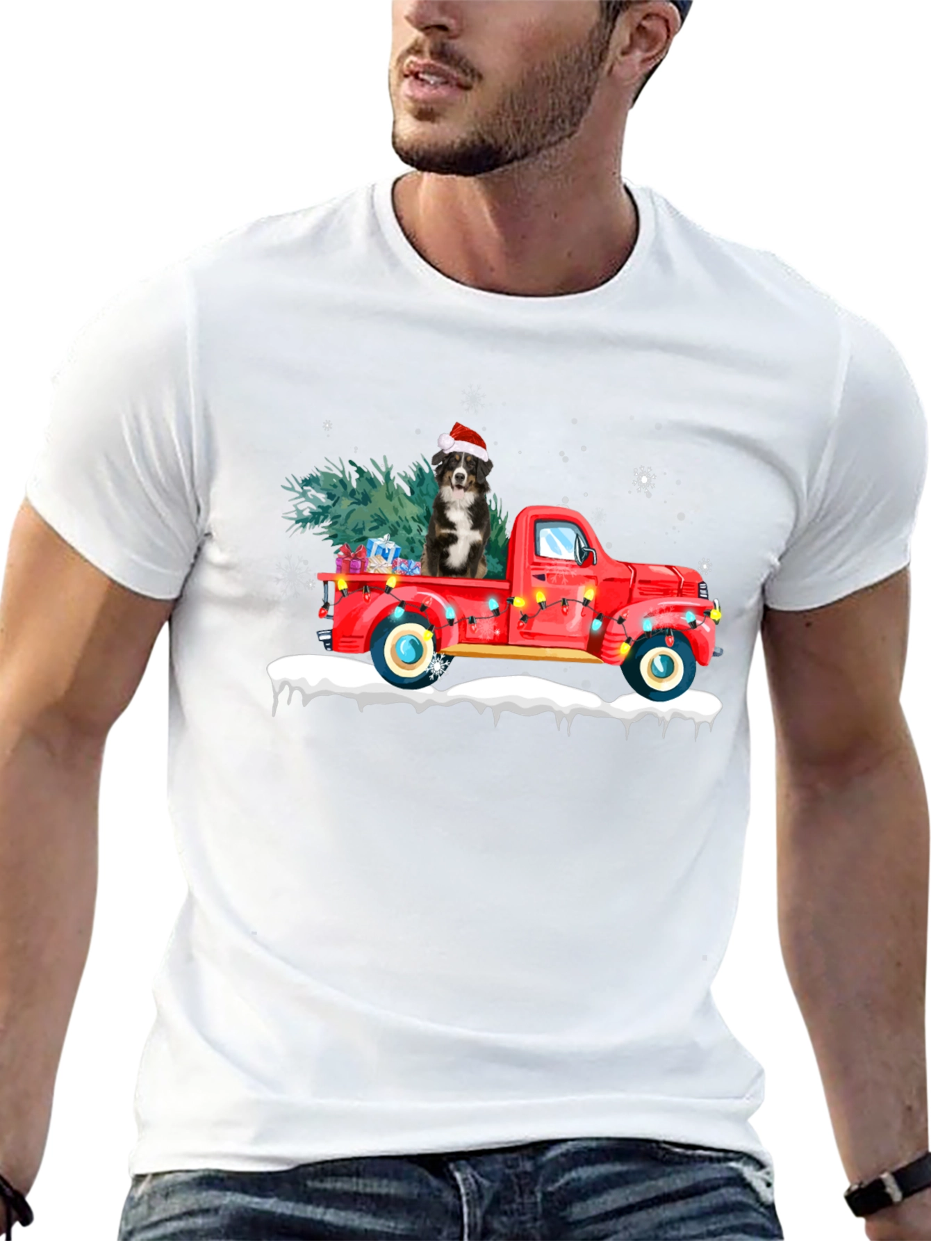 Christmas Dog in Truck Graphic Tee