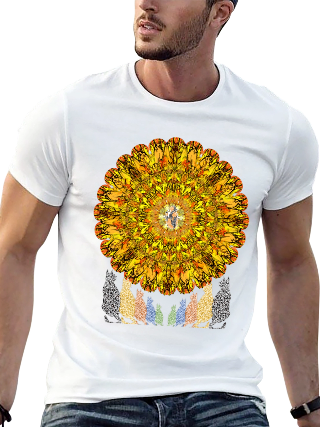 Mandala Cat Lover T-Shirt - Artistic Graphic Tee