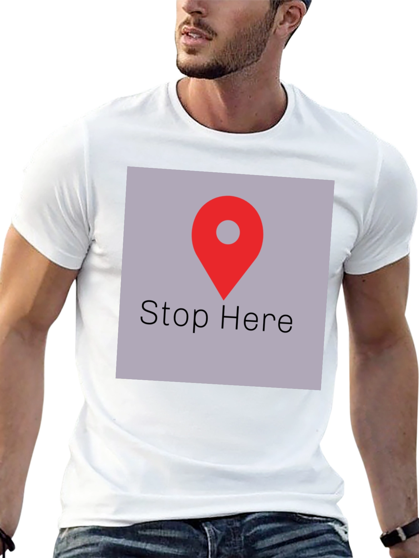 Stop Here Graphic Tee - Black Cotton T-Shirt