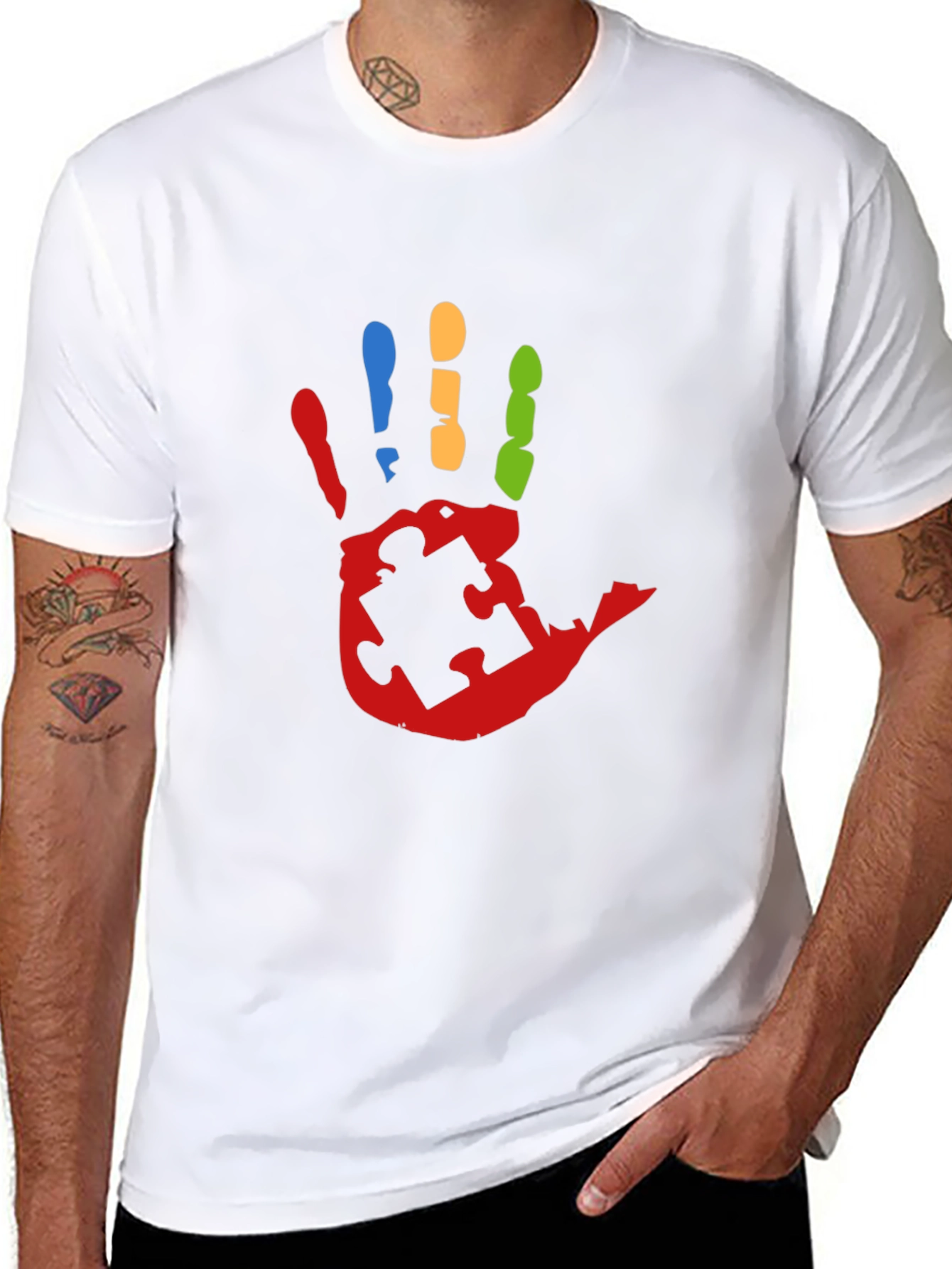 Autism Awareness Handprint Tee - Black