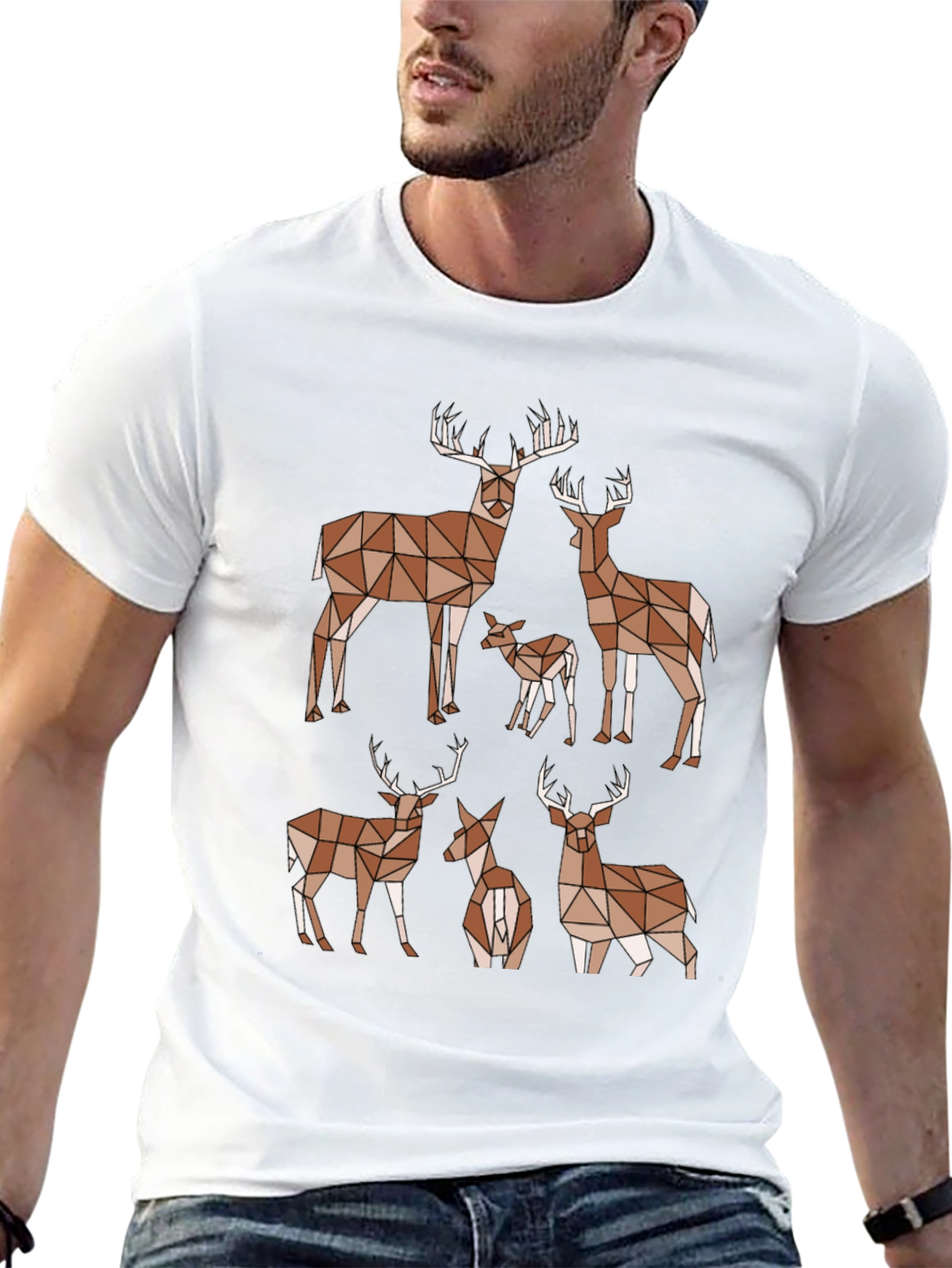 Geometric Deer T-Shirt: Modern Animal Print
