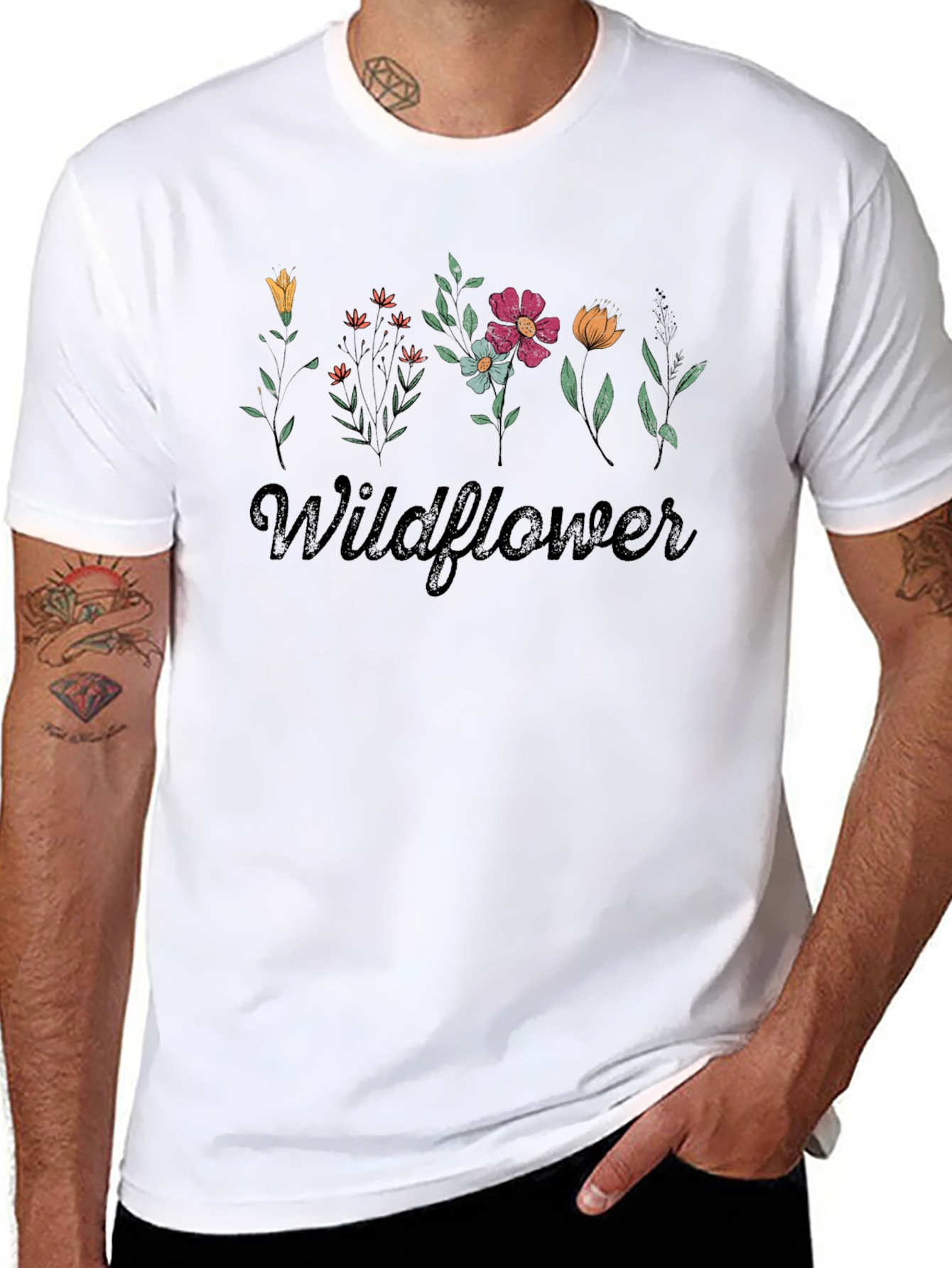 Wildflower Graphic Print Black T-Shirt