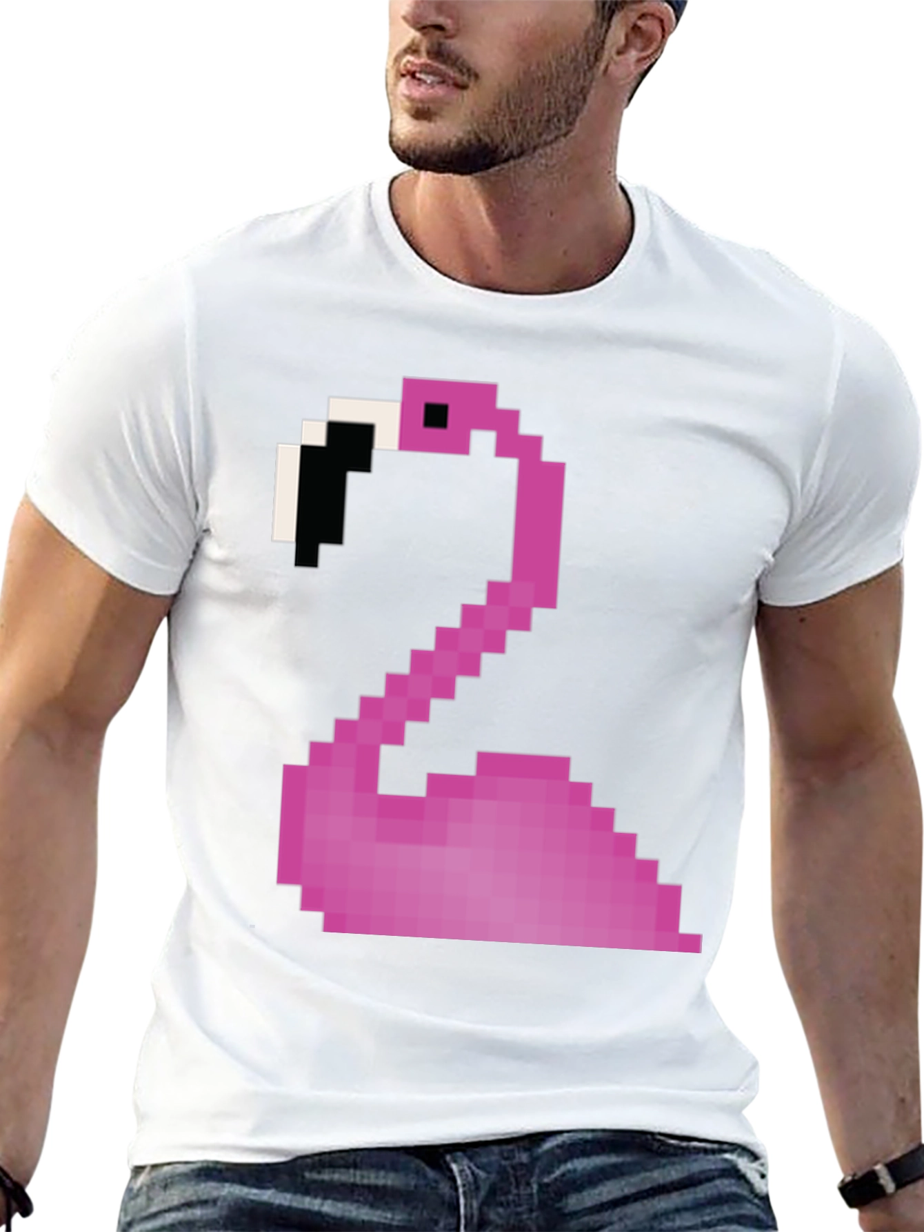 Pixel Flamingo Black T-Shirt