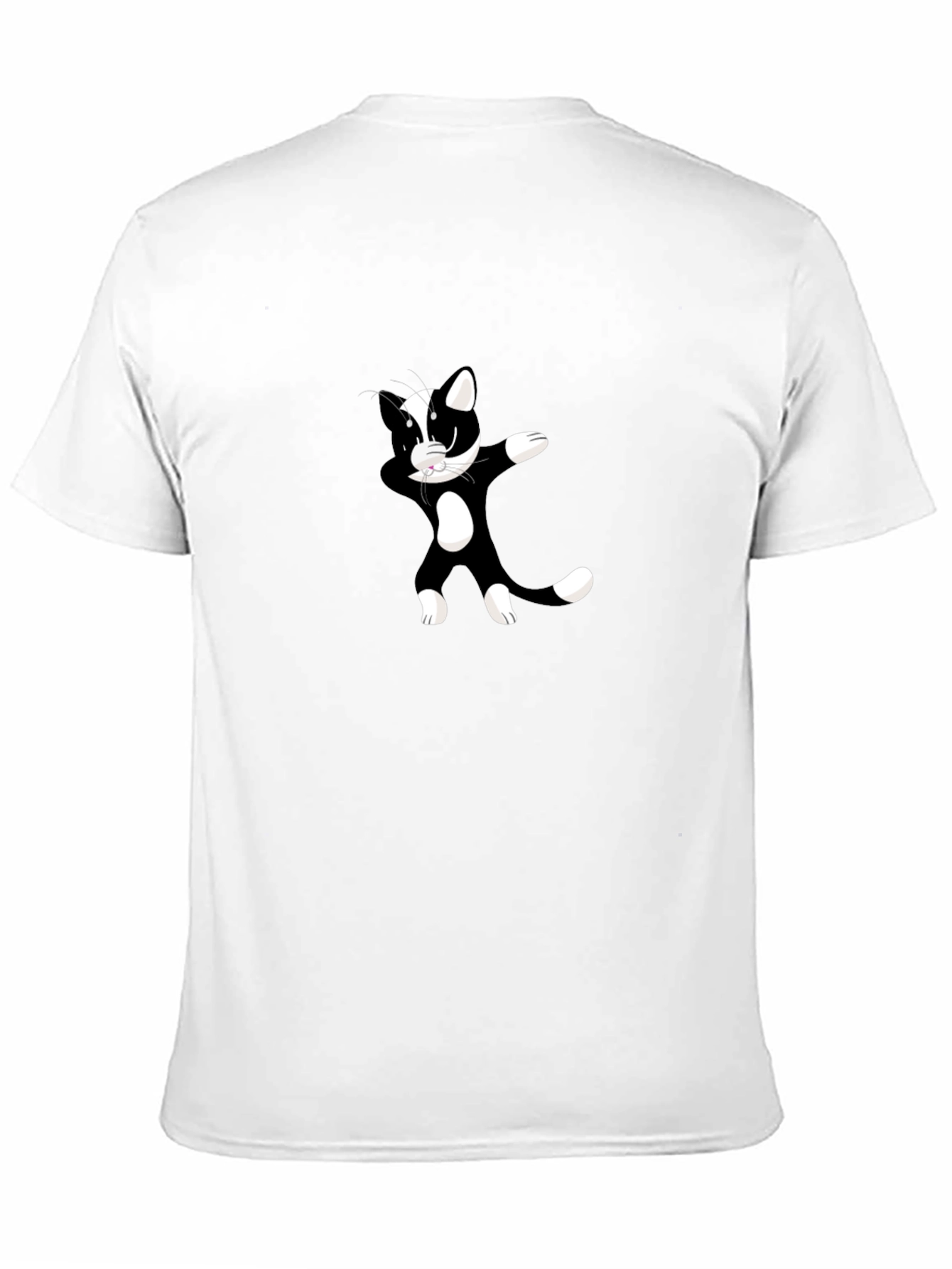 Dabbing Cat Graphic T-Shirt - Black Crew Neck Tee