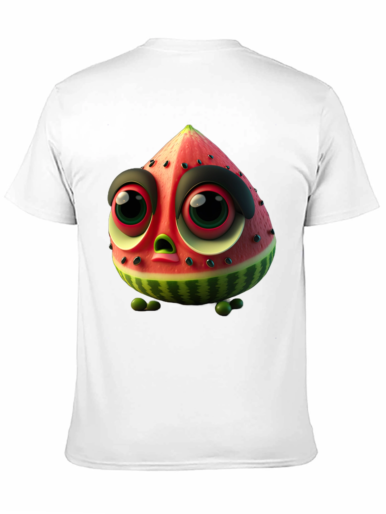 Whimsical Watermelon Character Black T-Shirt