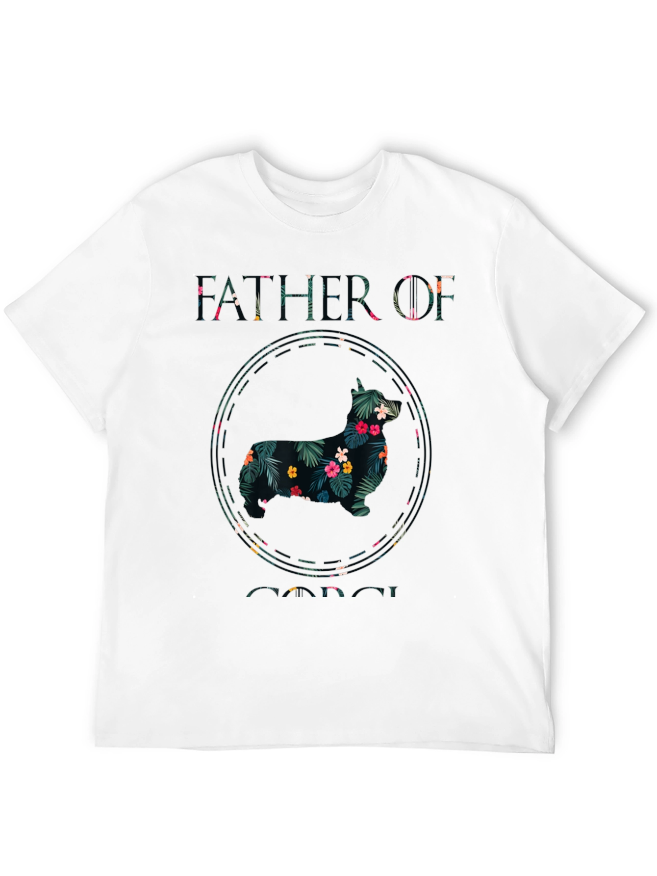 Father of Corgi Floral T-Shirt