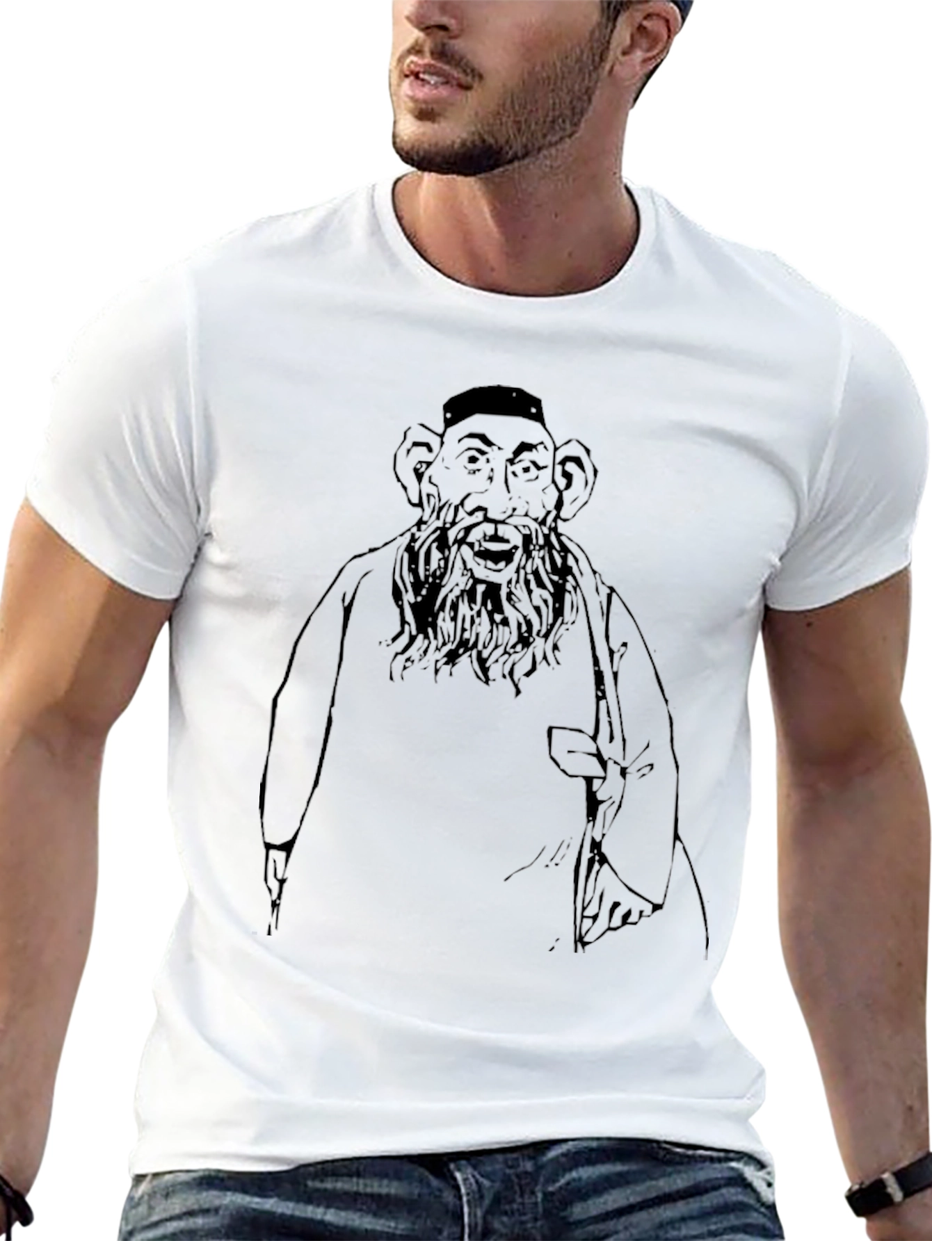 Bearded Man Graphic T-Shirt - Black