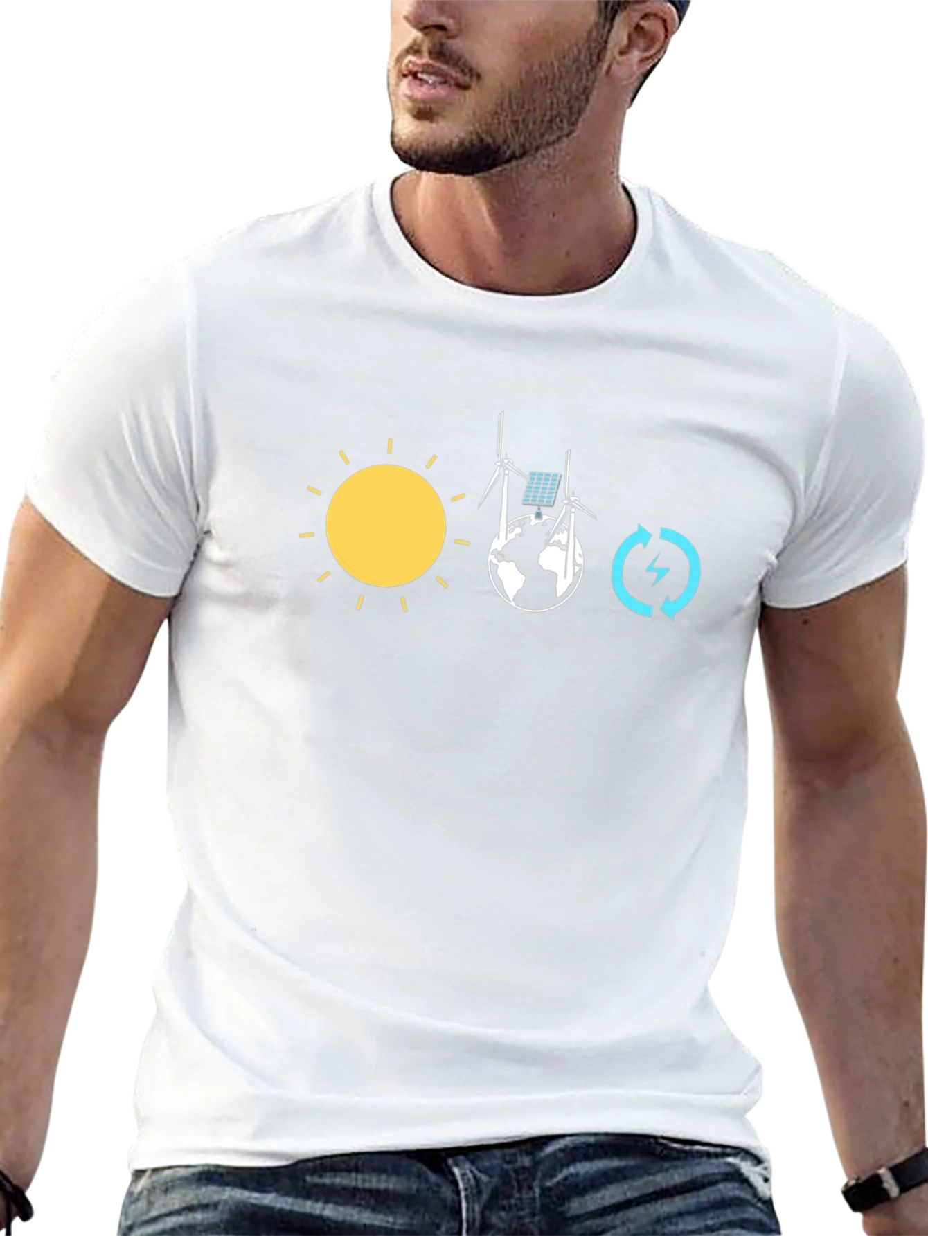 Eco-Friendly T-Shirt: Solar Wind and Energy Circle Design