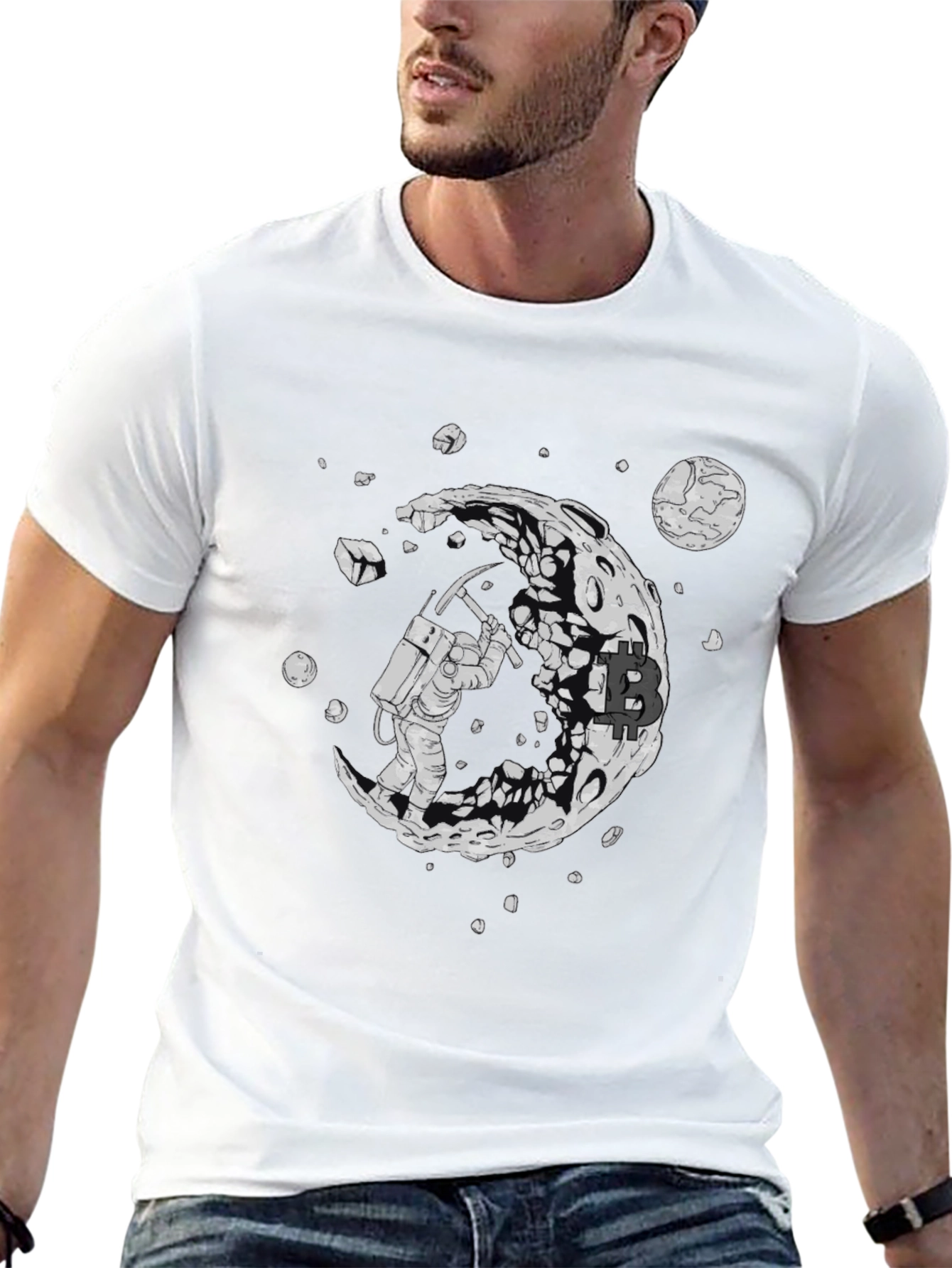 Bitcoin Moon Miner T-Shirt - Crypto Astronaut