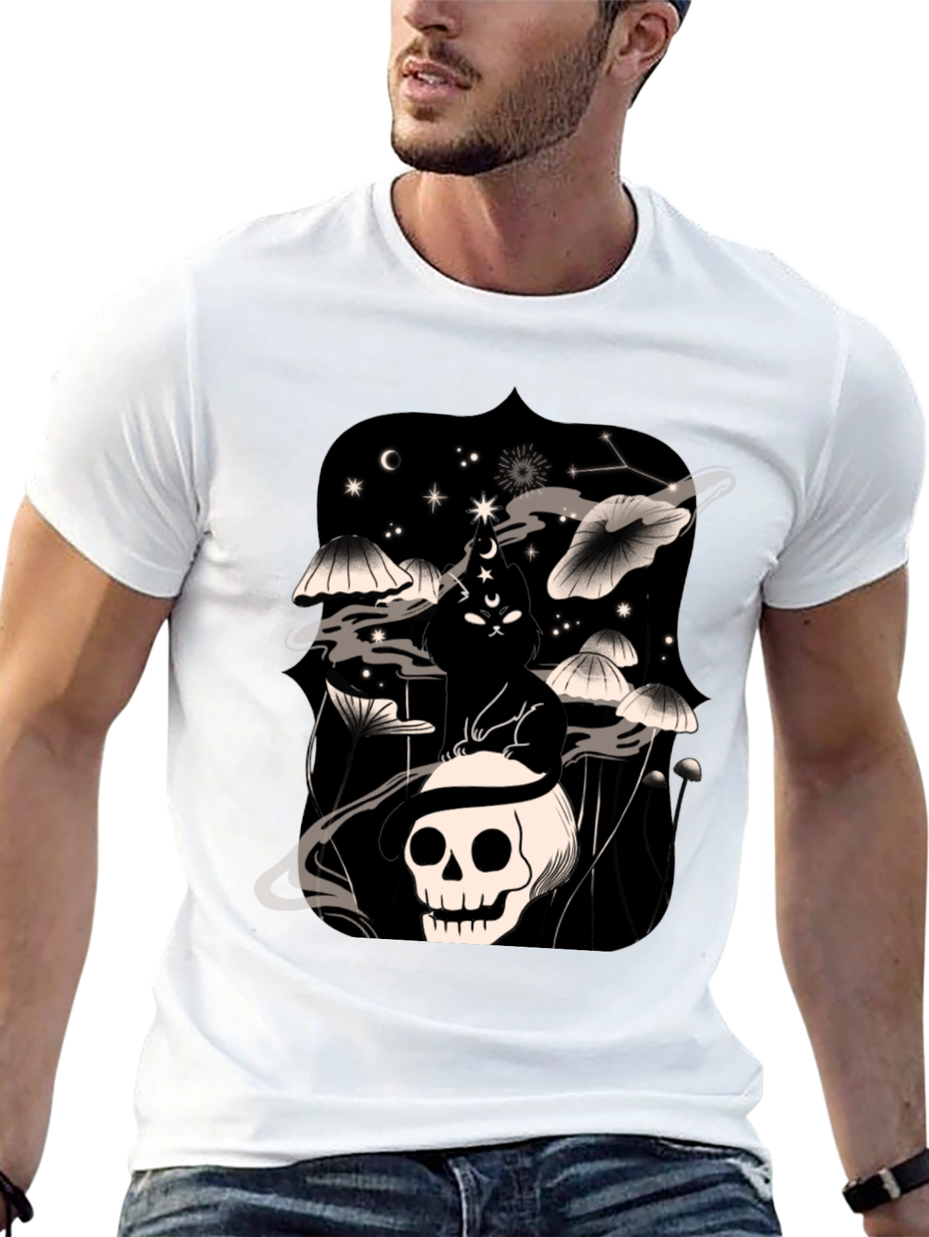 Skull & Mushroom Black Graphic Tee