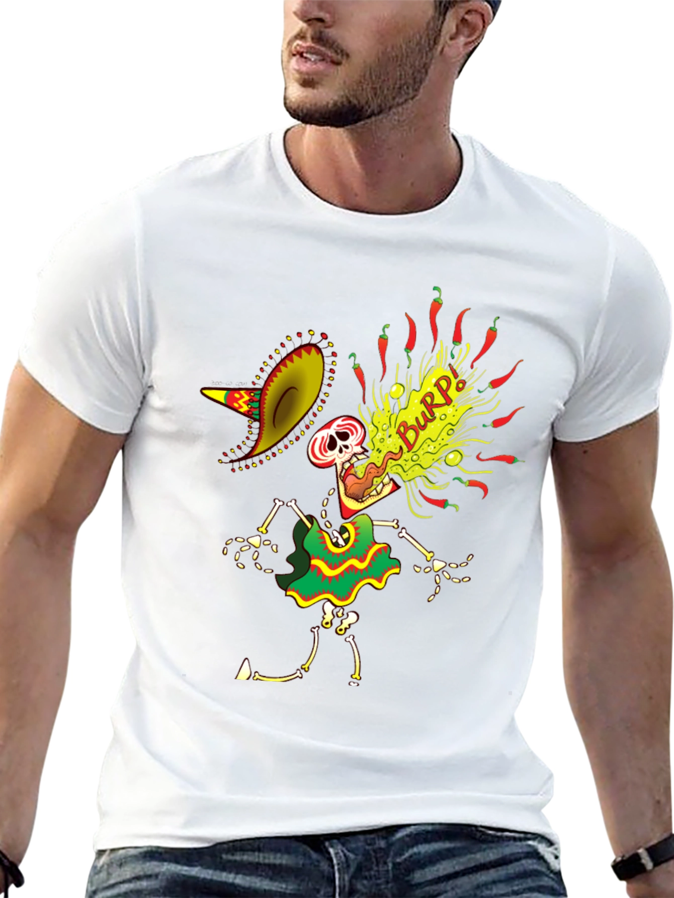 Spicy Burp Skeleton Graphic Tee