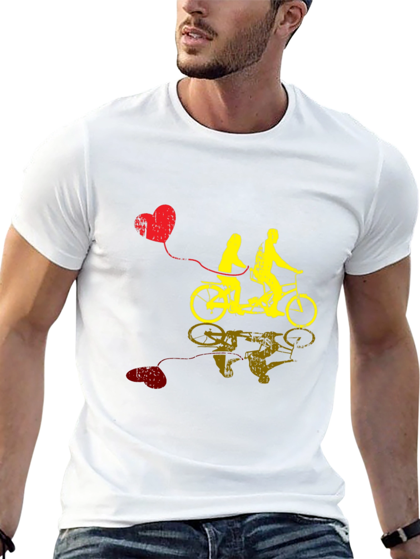 Couples Tandem Bike Graphic Tee - Valentines Day Gift