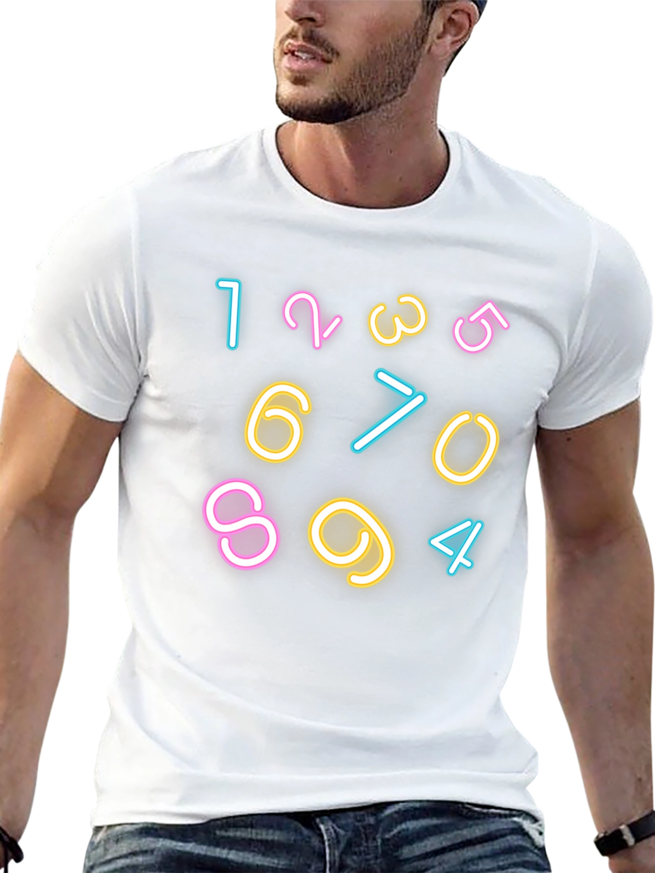 Neon Number Graphic Black T-Shirt